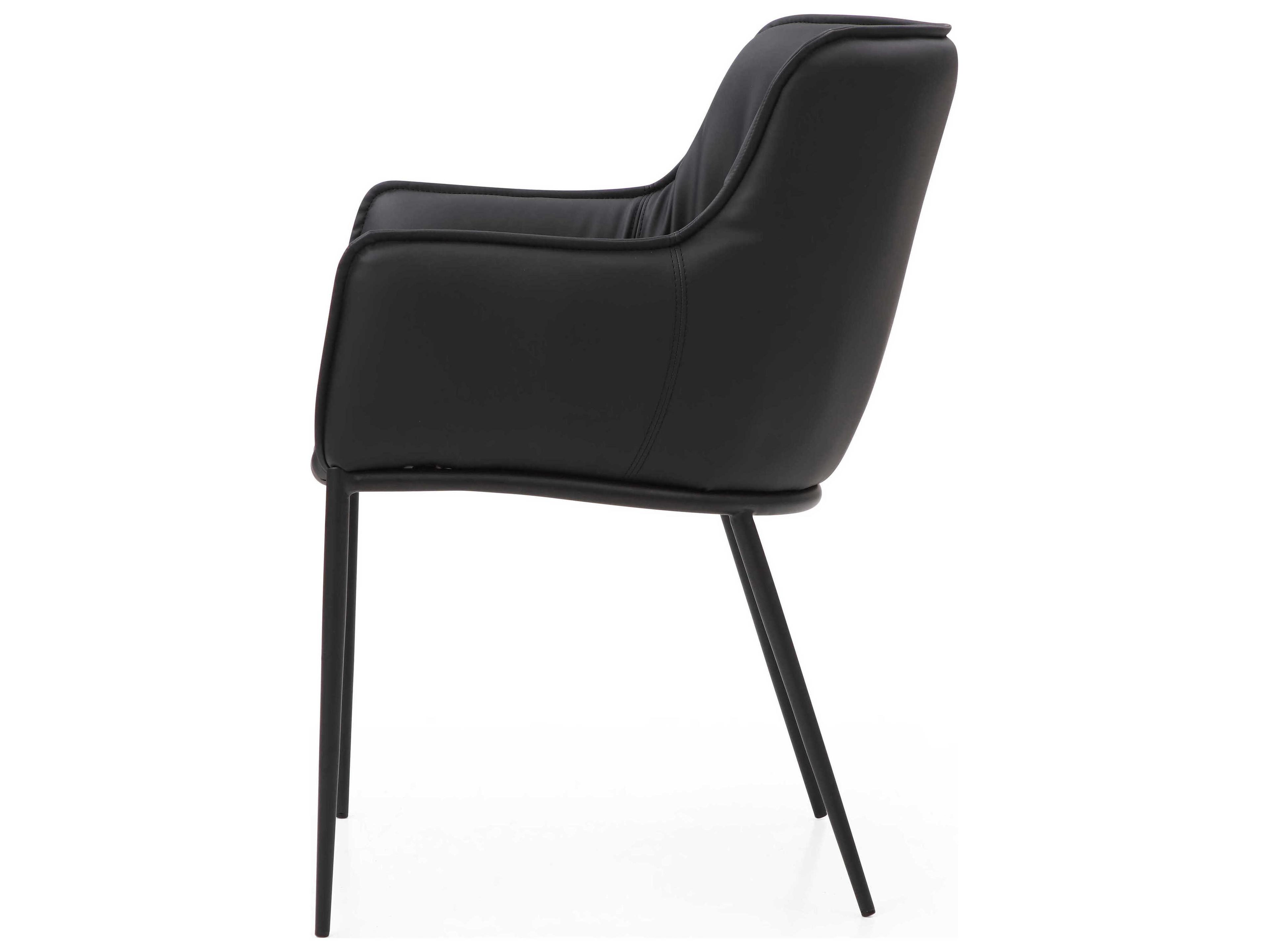 Whiteline Modern Living Tiffany Black Faux Leather Arm Dining Chair