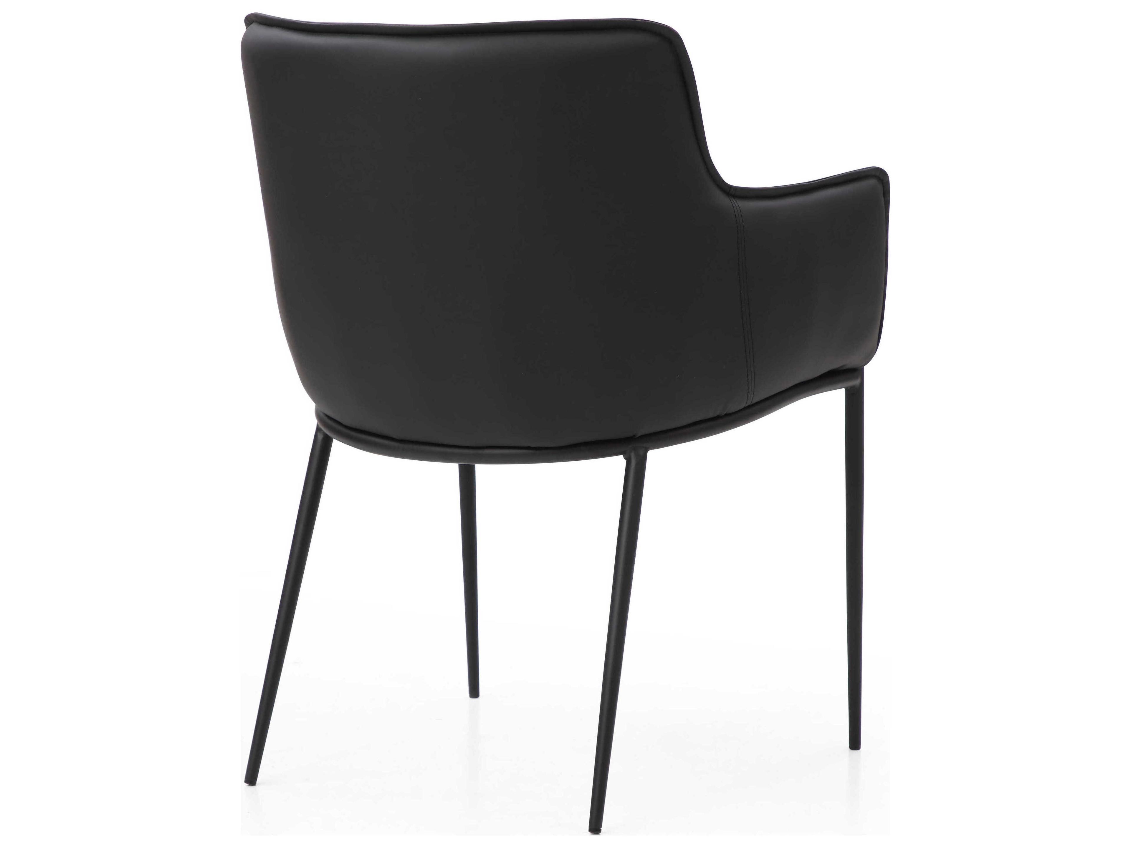 Whiteline Modern Living Tiffany Black Faux Leather Arm Dining Chair