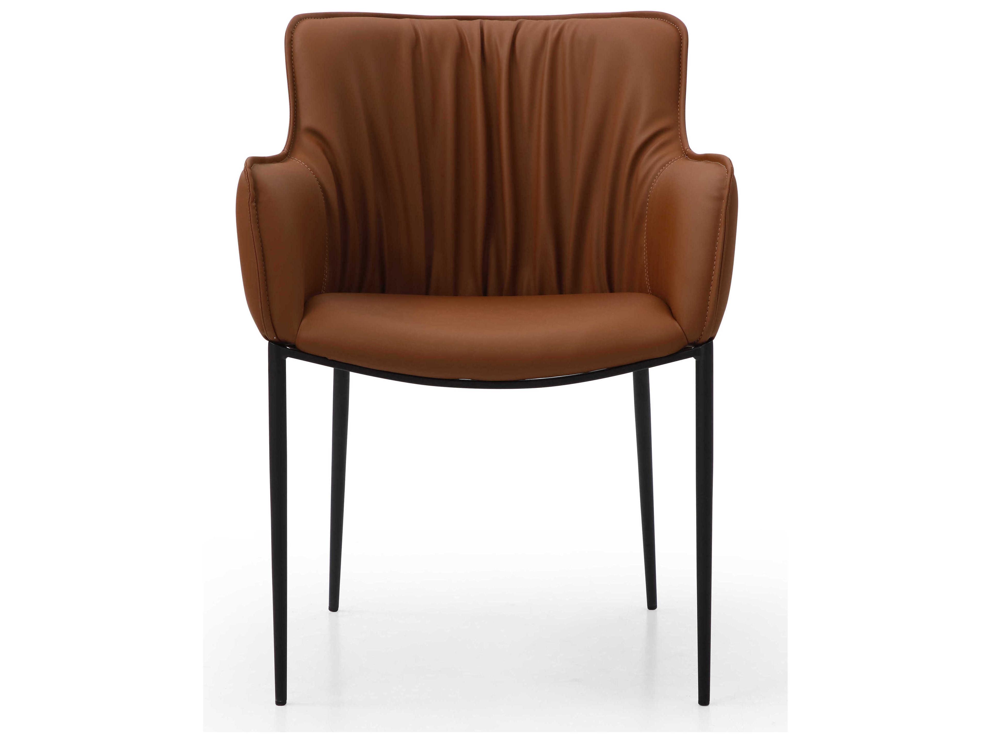 Whiteline Modern Living Tiffany Brown Faux Leather Arm Dining Chair