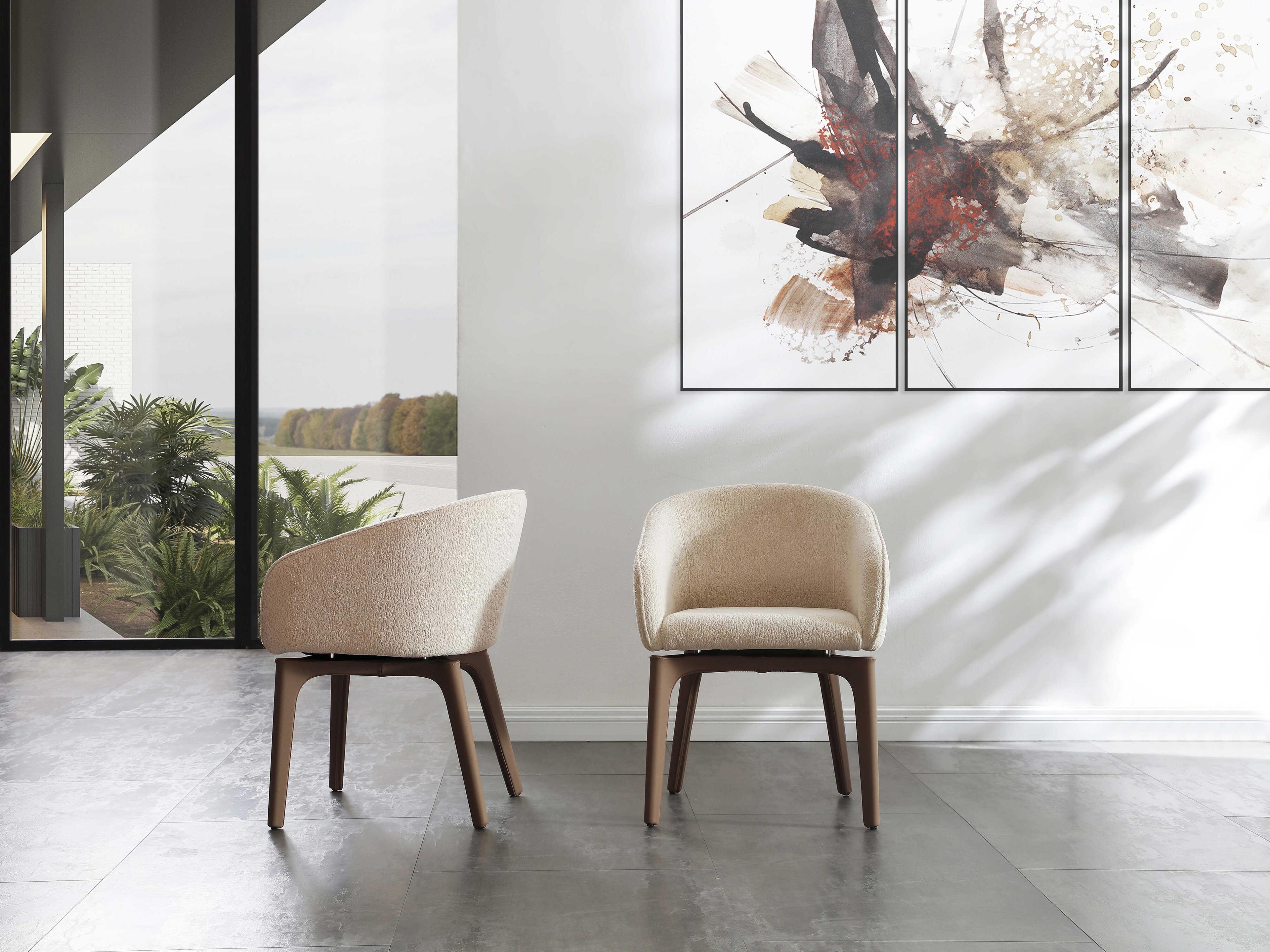 Whiteline Modern Living Angie White Faux Leather Arm Dining Chair
