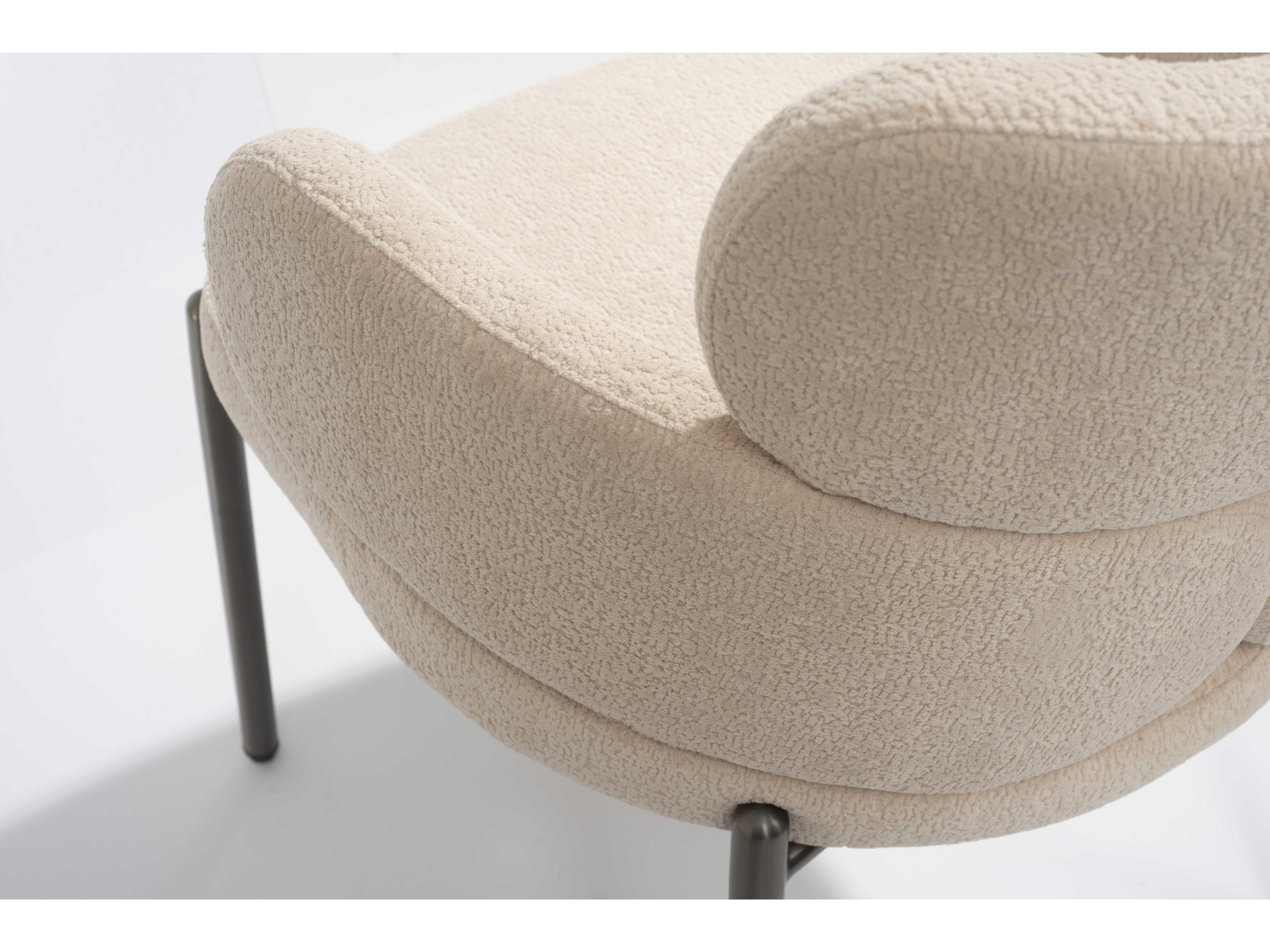 Whiteline Modern Living Adele Beige Upholstered Arm Dining Chair