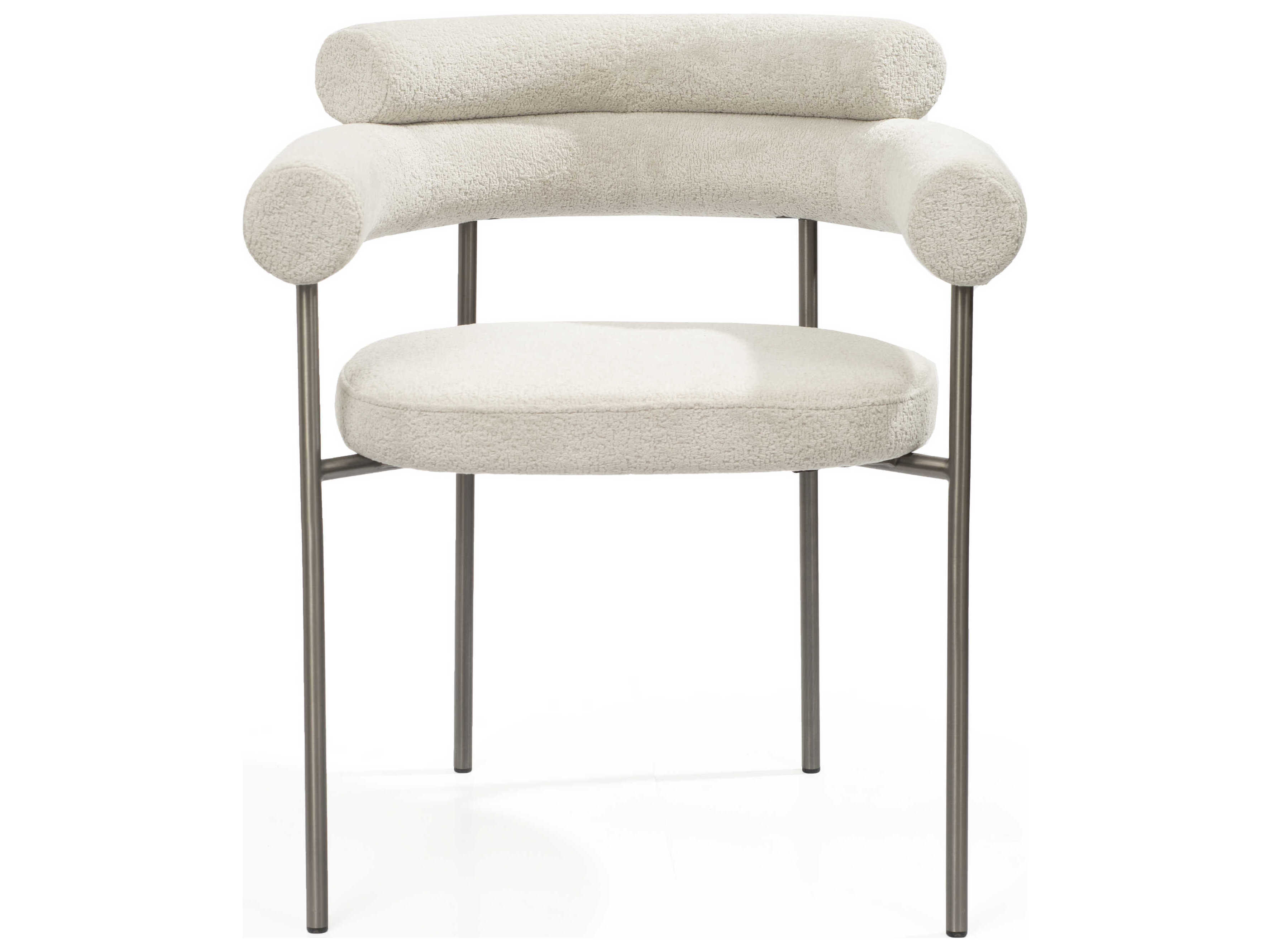 Whiteline Modern Living Ella Gray Upholstered Arm Dining Chair Set of 2