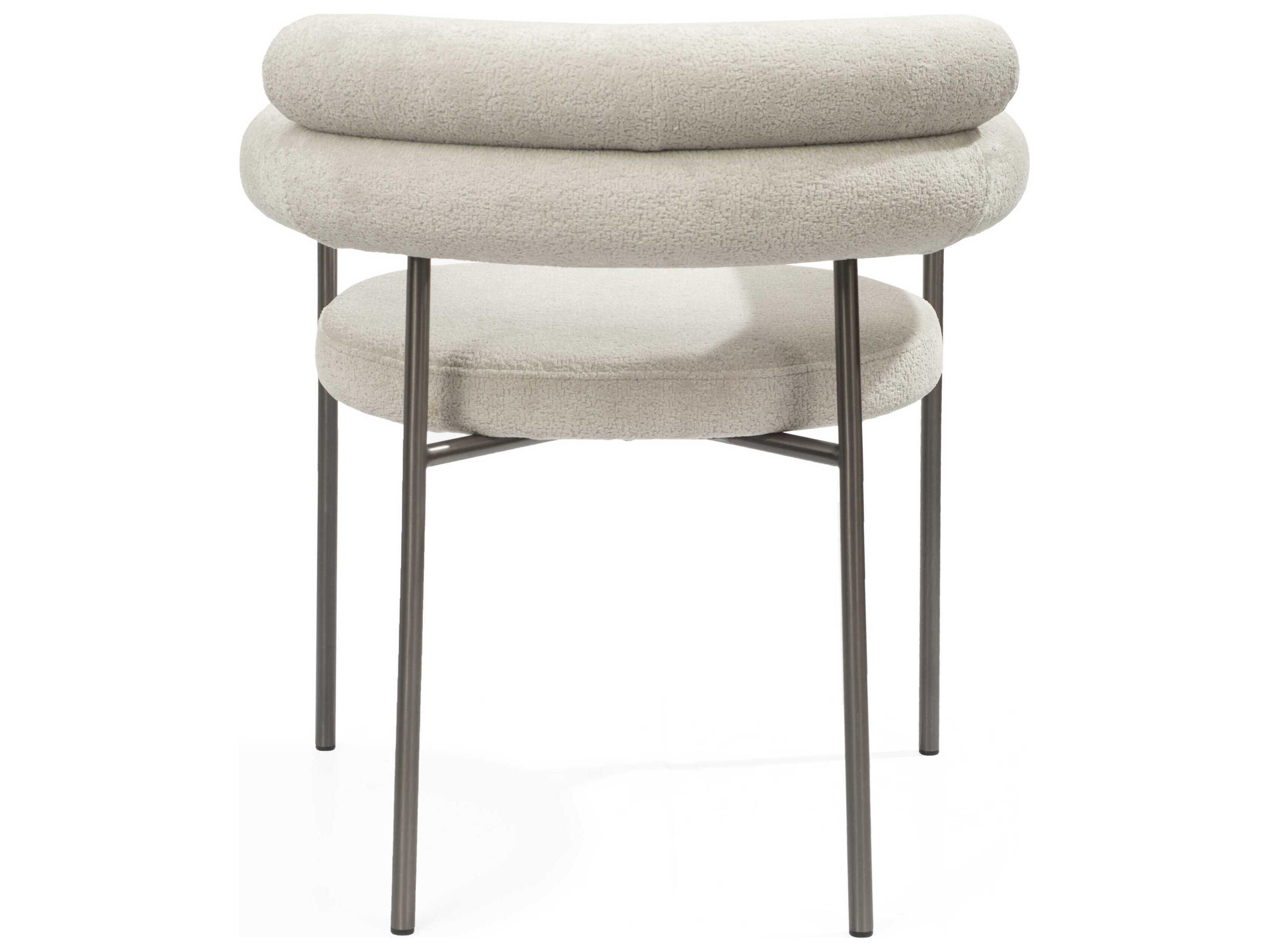 Whiteline Modern Living Ella Gray Upholstered Arm Dining Chair Set of 2