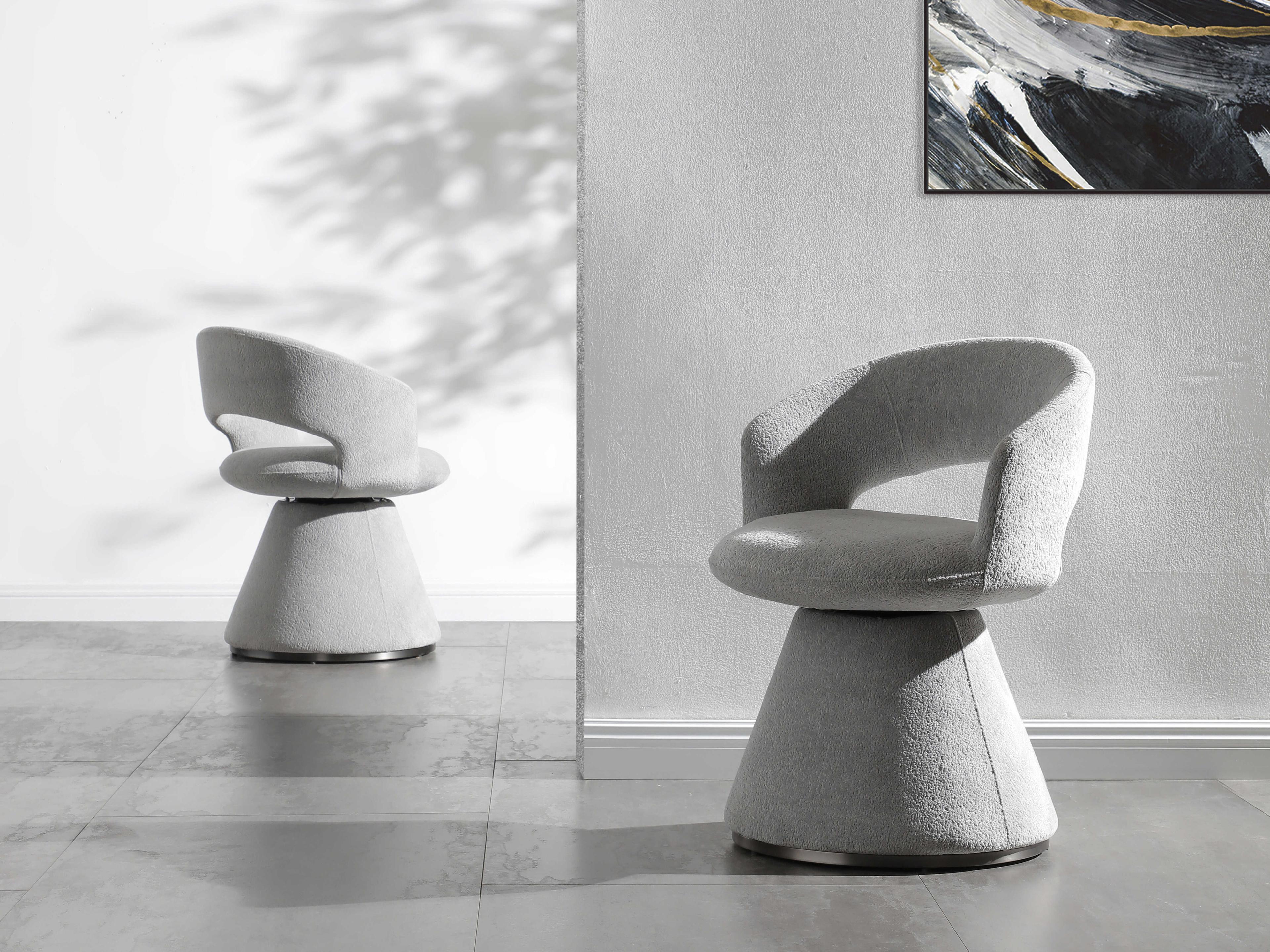 Whiteline Modern Living Portofino Gray Upholstered Arm Dining Chair