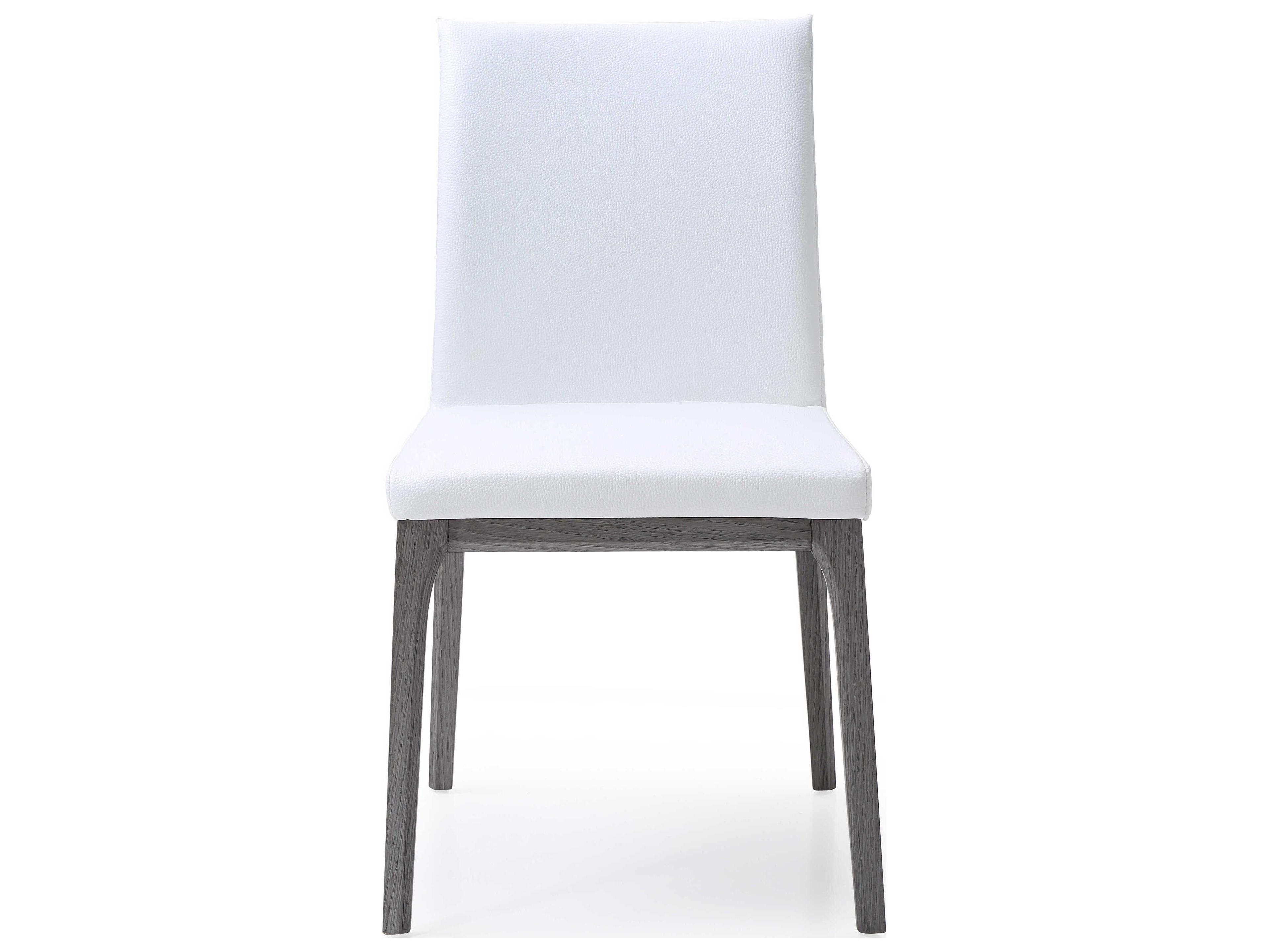 Whiteline Modern Living Stella Oak Wood White Faux Leather Armless Dining Chair Set of 2