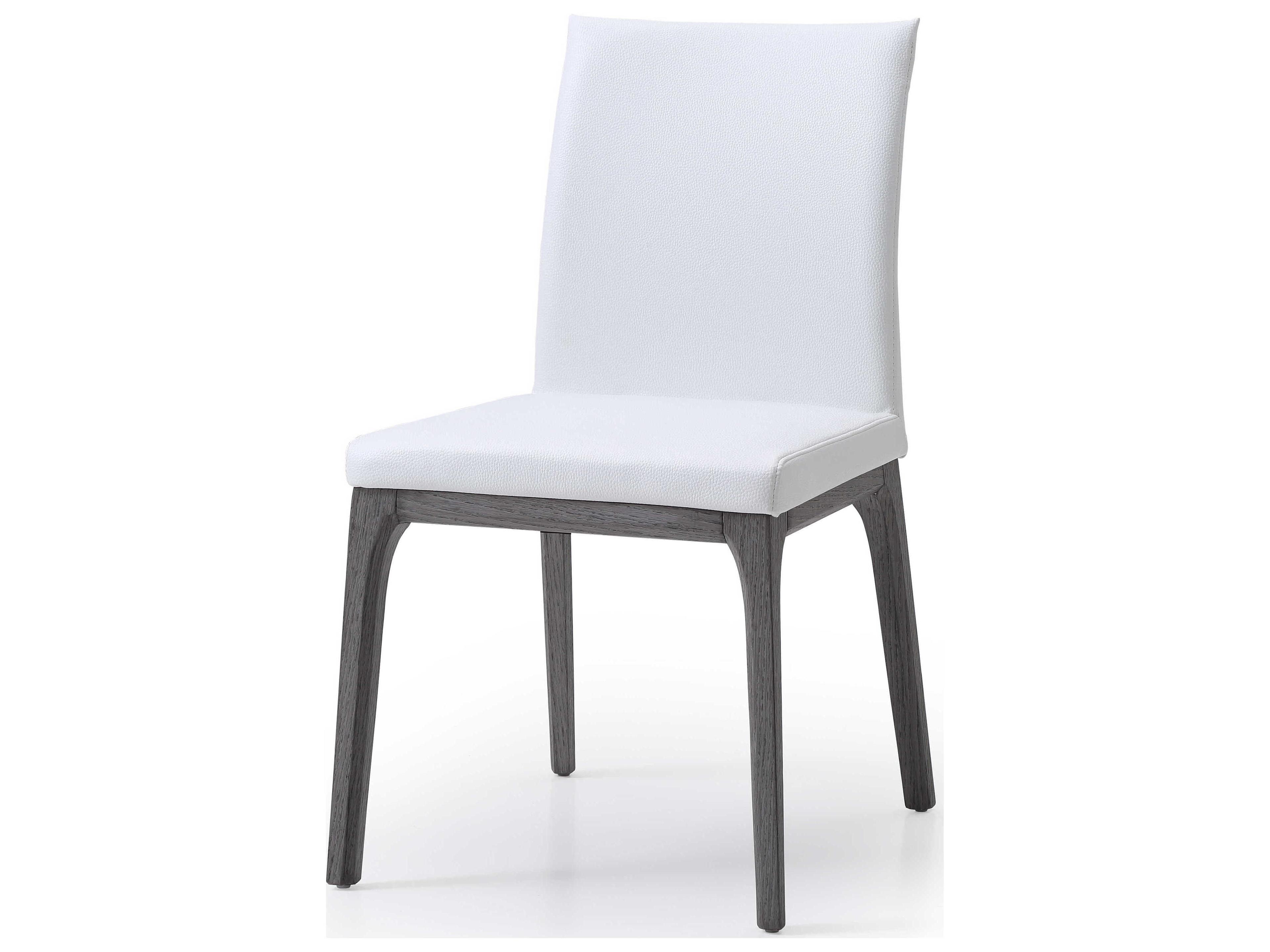 Whiteline Modern Living Stella Oak Wood White Faux Leather Armless Dining Chair Set of 2