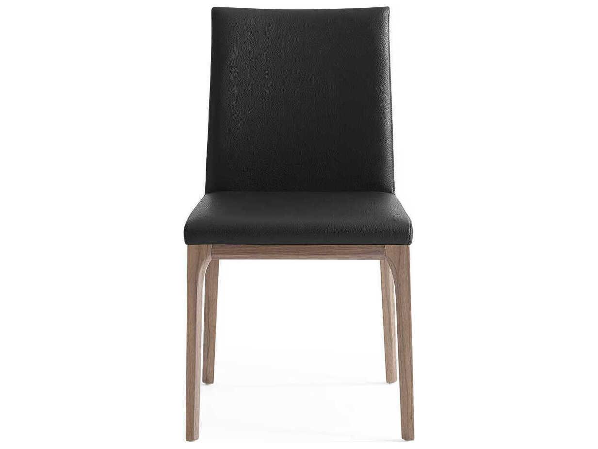 Whiteline Modern Living Stella Walnut Wood Black Faux Leather Armless Dining Chair Set of 2