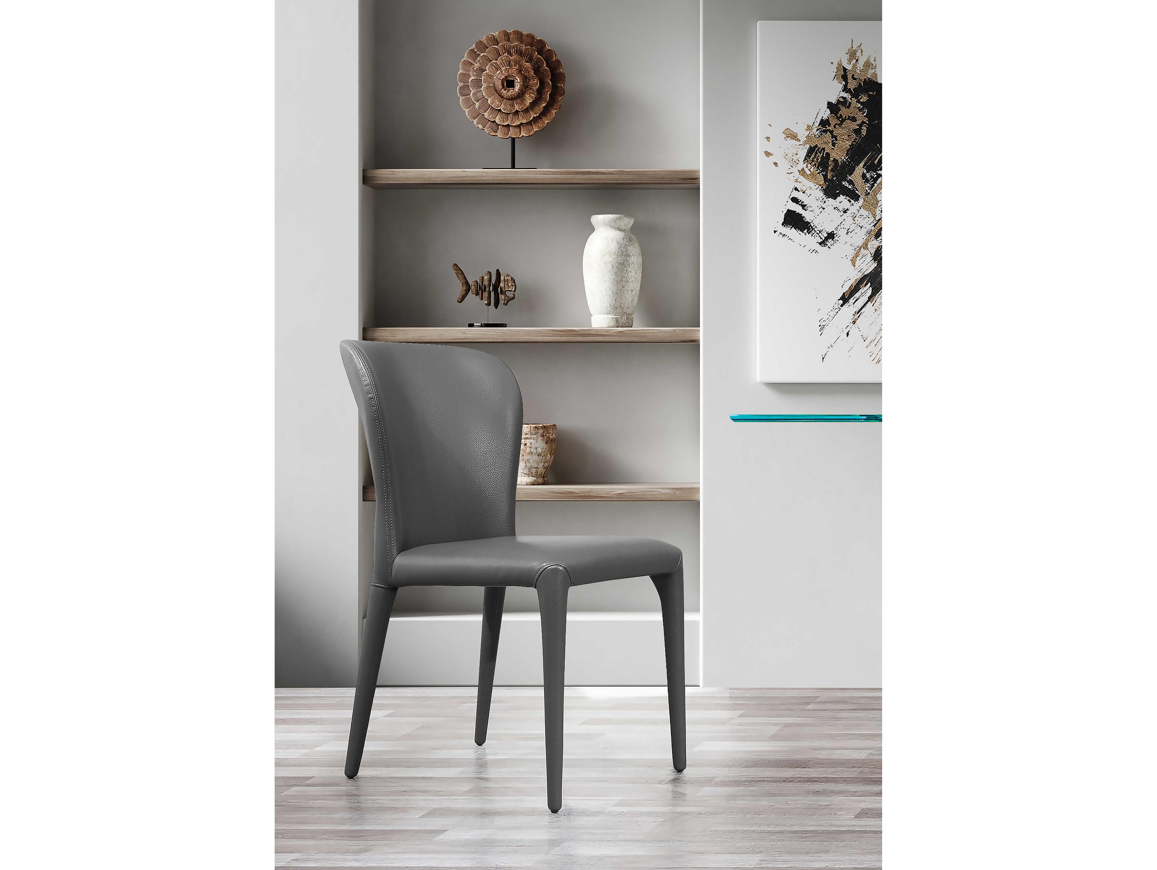 Whiteline Modern Living Hazel Gray Faux Leather Armless Dining Chair Set of 2