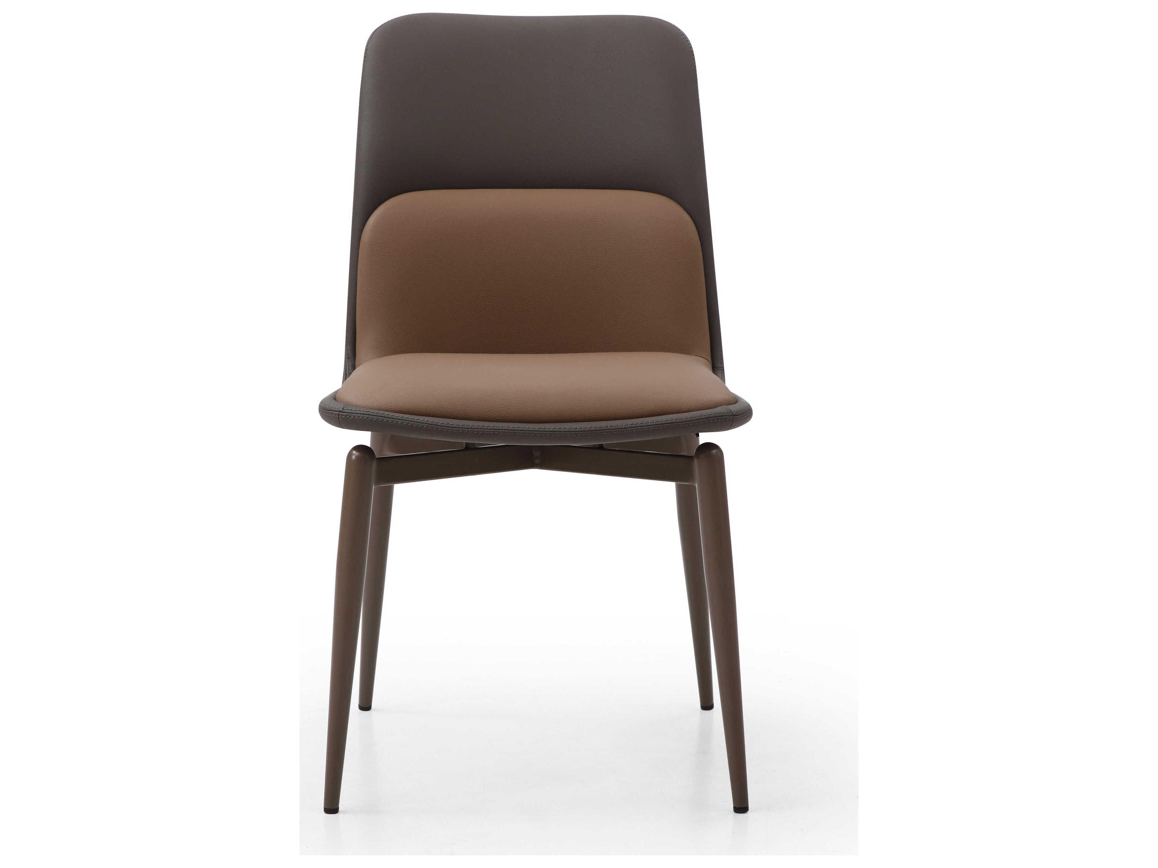 Whiteline Modern Living Bruno Brown Faux Leather Armless Dining Chair Set of 2