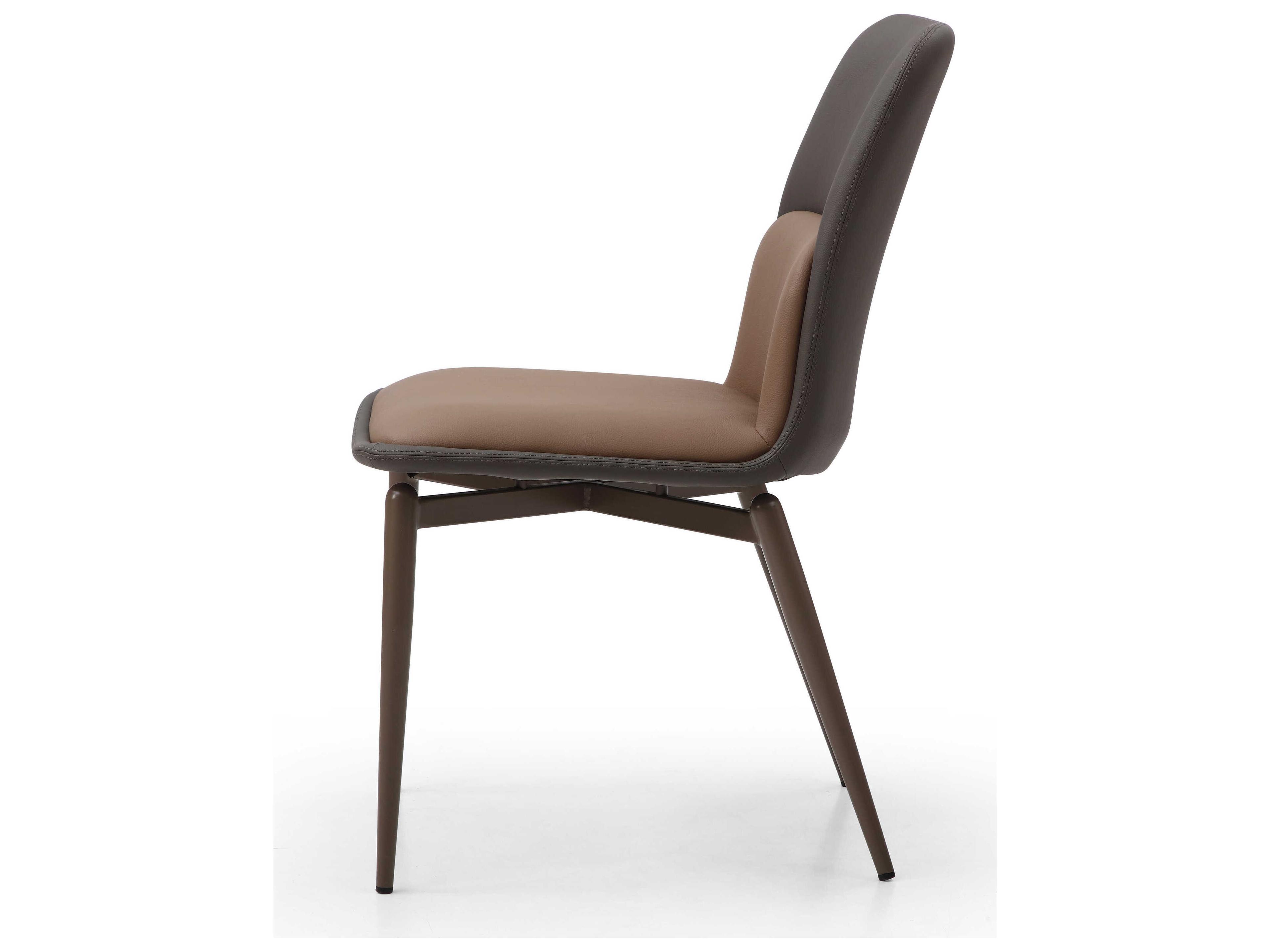 Whiteline Modern Living Bruno Brown Faux Leather Armless Dining Chair Set of 2