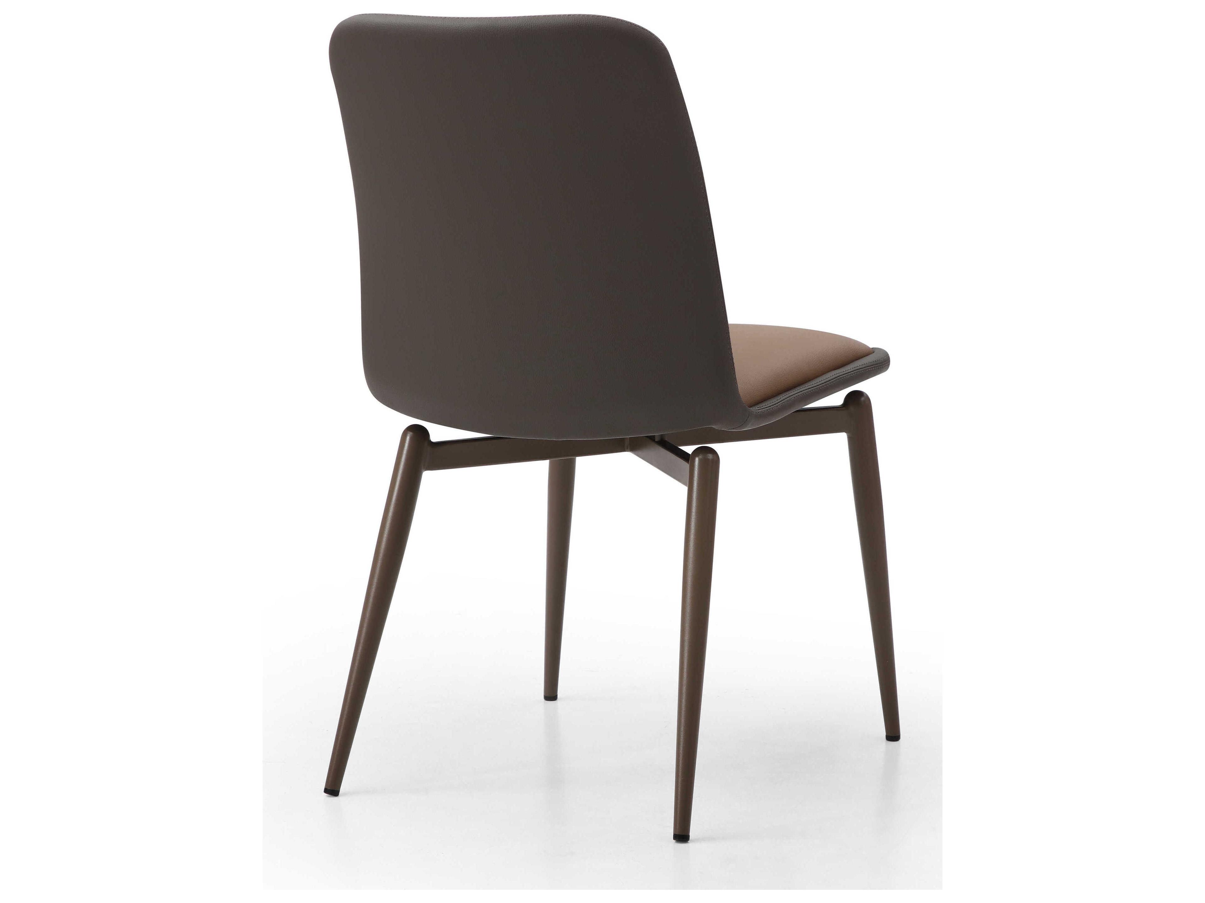 Whiteline Modern Living Bruno Brown Faux Leather Armless Dining Chair Set of 2