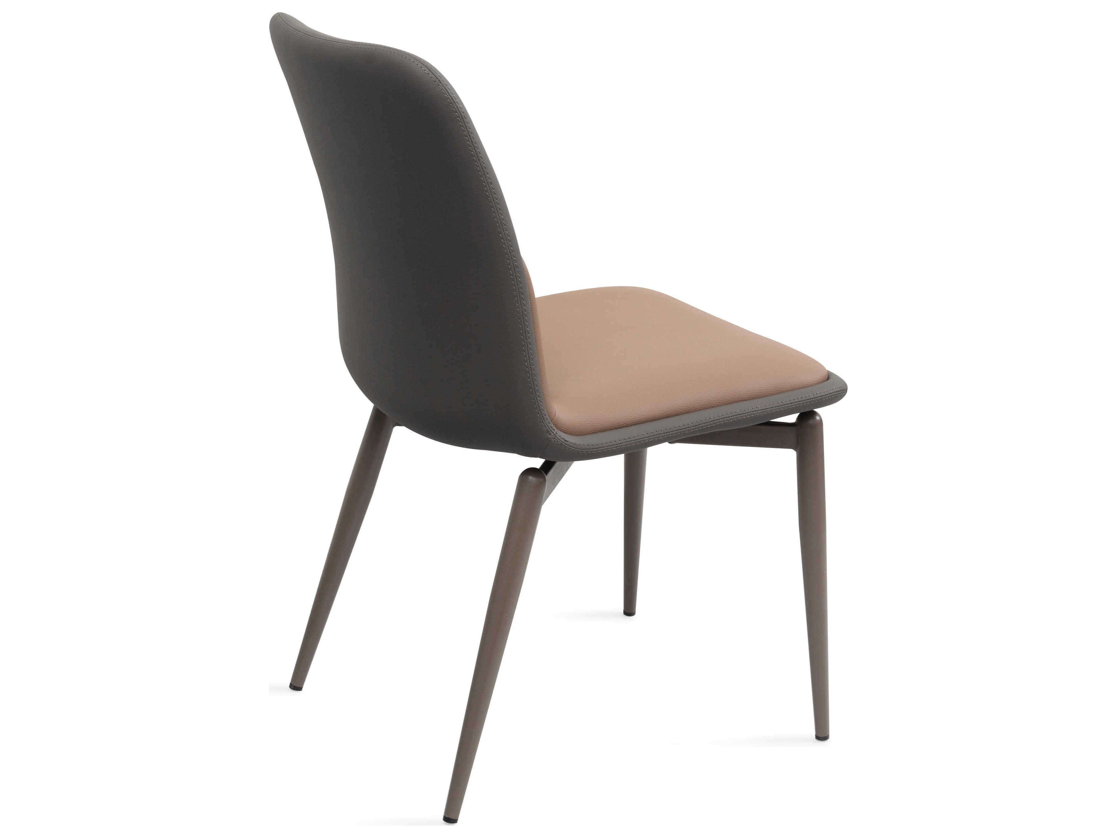 Whiteline Modern Living Bruno Brown Faux Leather Armless Dining Chair Set of 2