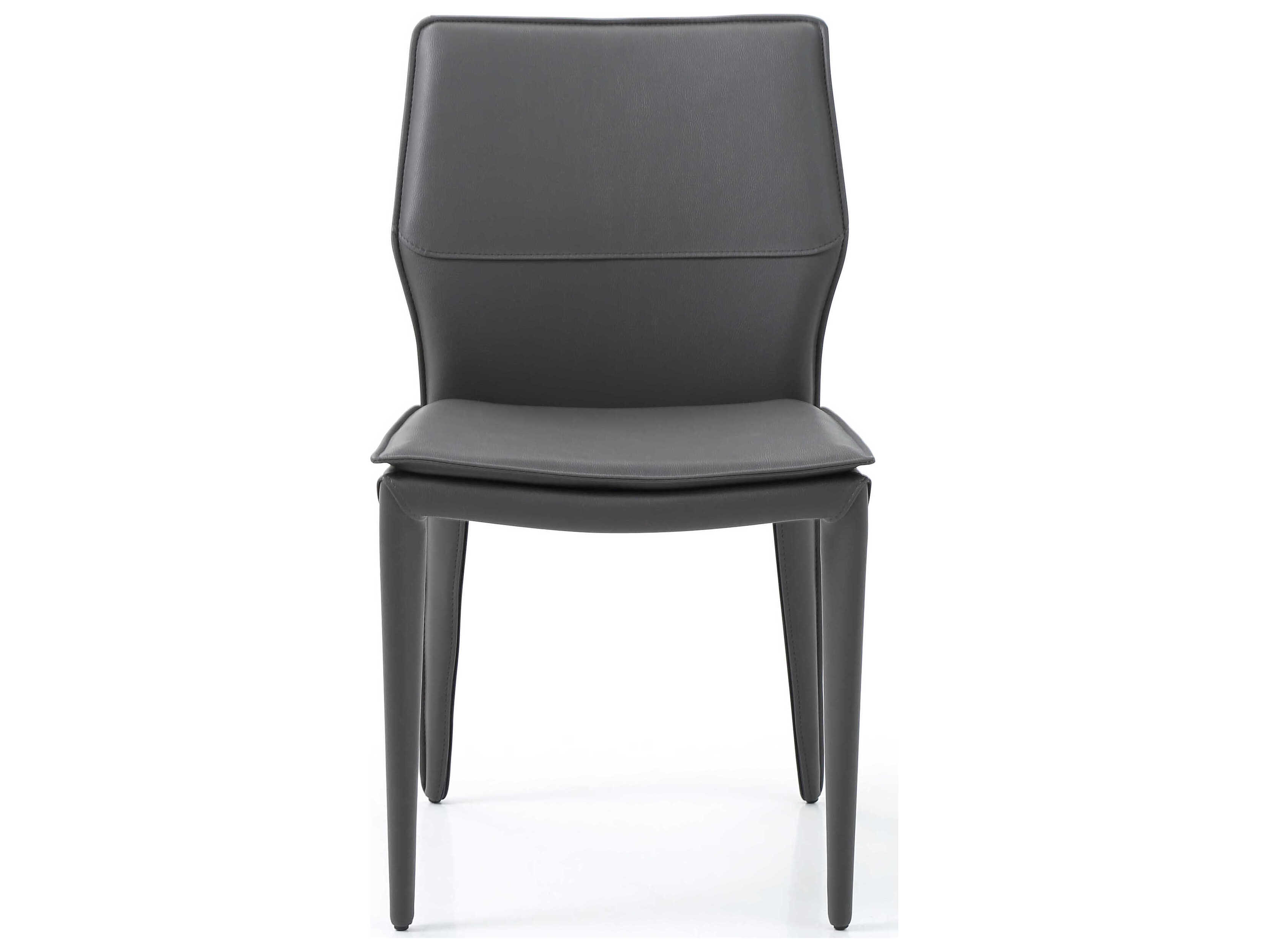 Whiteline Modern Living Miranda Gray Faux Leather Armless Dining Chair Set of 2