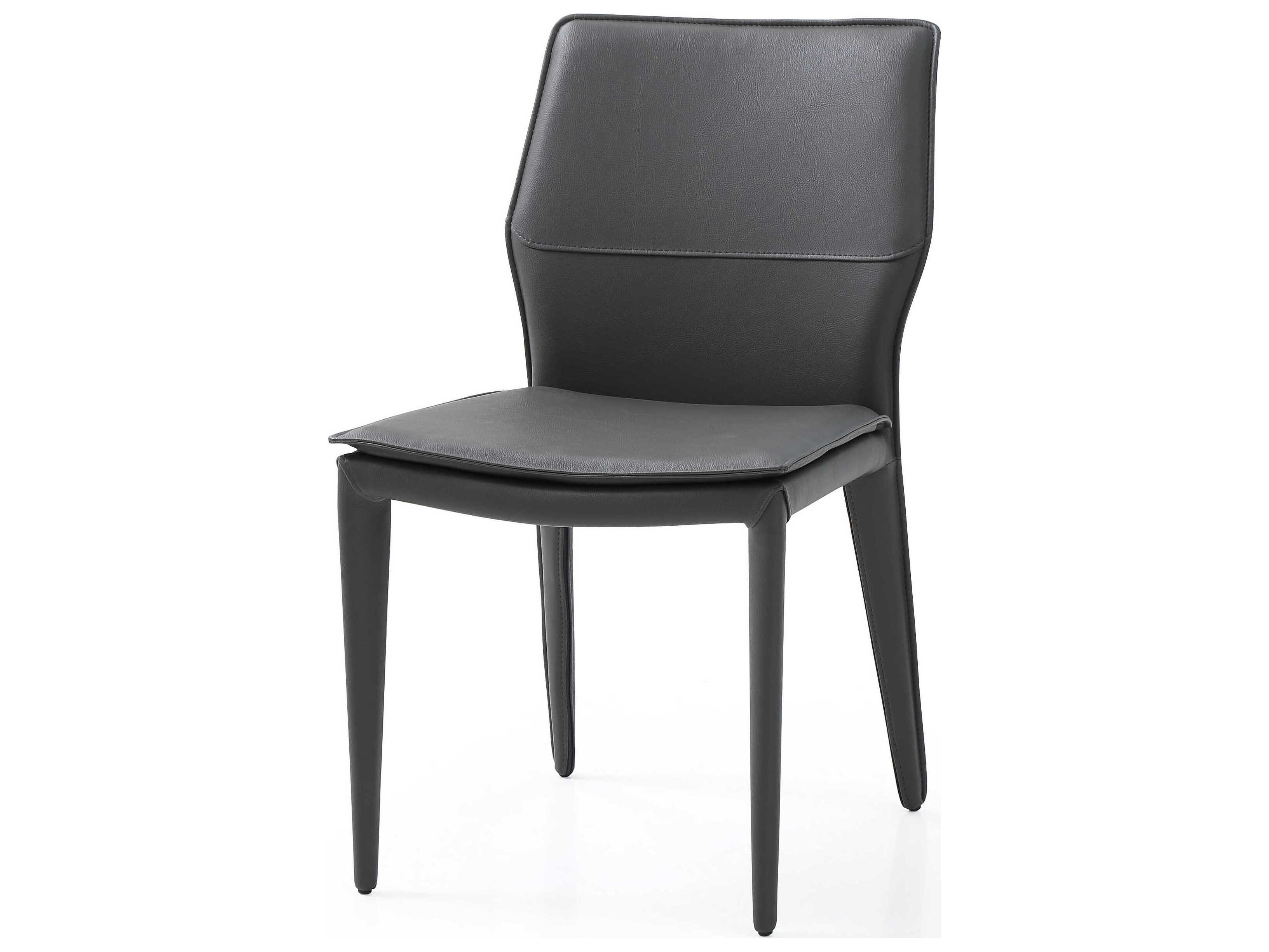 Whiteline Modern Living Miranda Gray Faux Leather Armless Dining Chair Set of 2