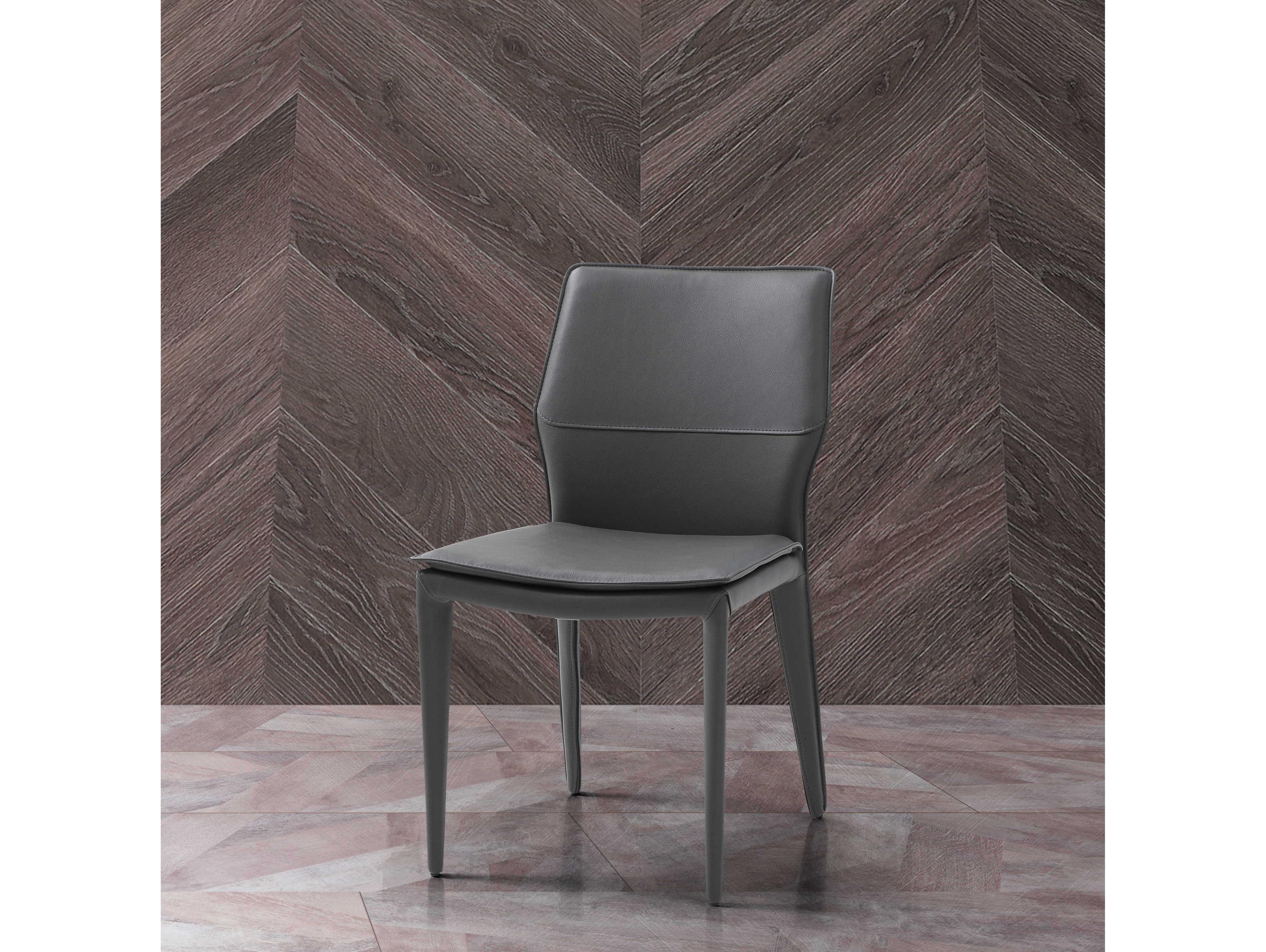 Whiteline Modern Living Miranda Gray Faux Leather Armless Dining Chair Set of 2