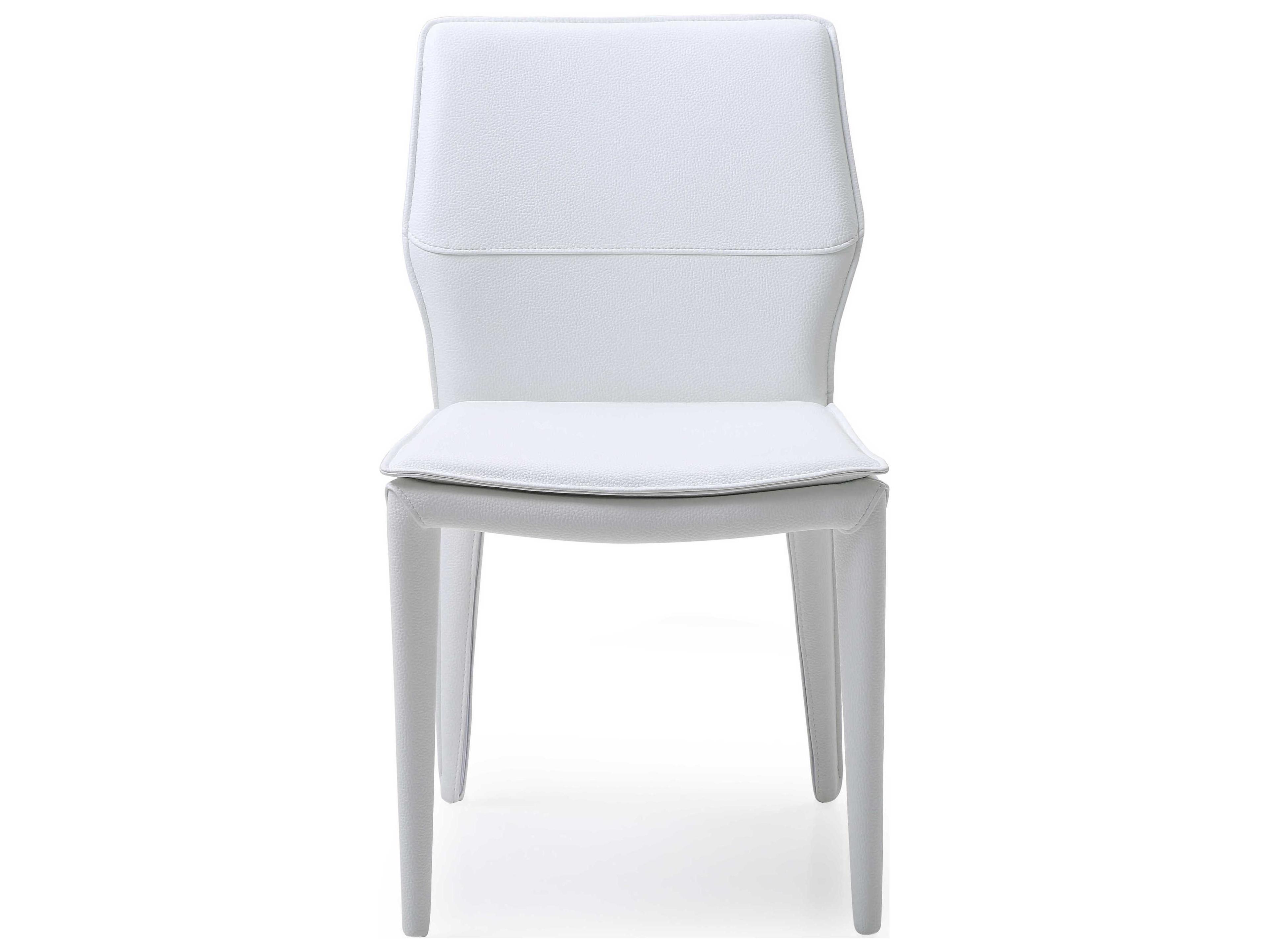 Whiteline Modern Living Miranda White Faux Leather Armless Dining Chair Set of 2