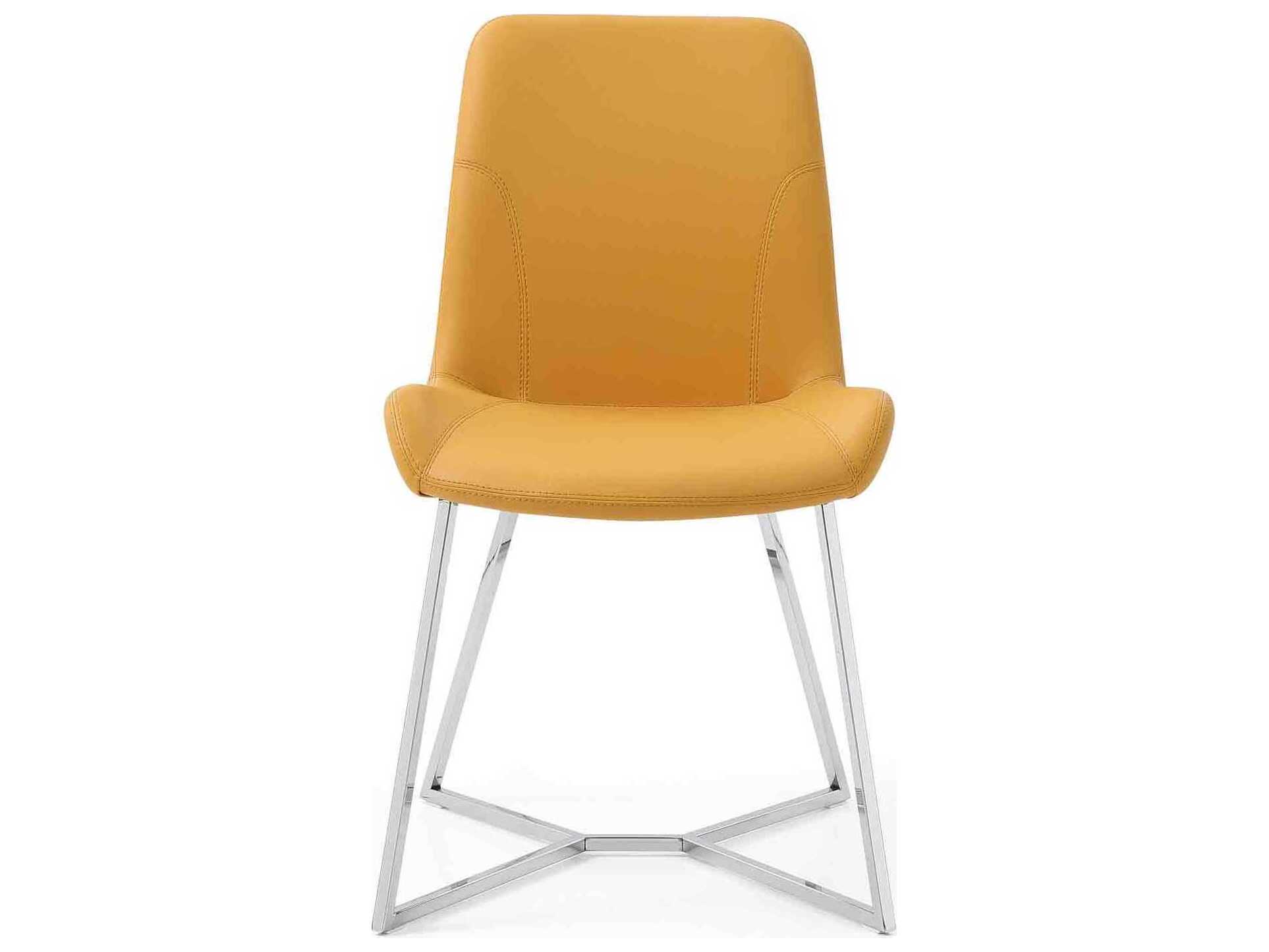 Whiteline Modern Living Aileen Yellow Faux Leather Armless Dining Chair Set of 2