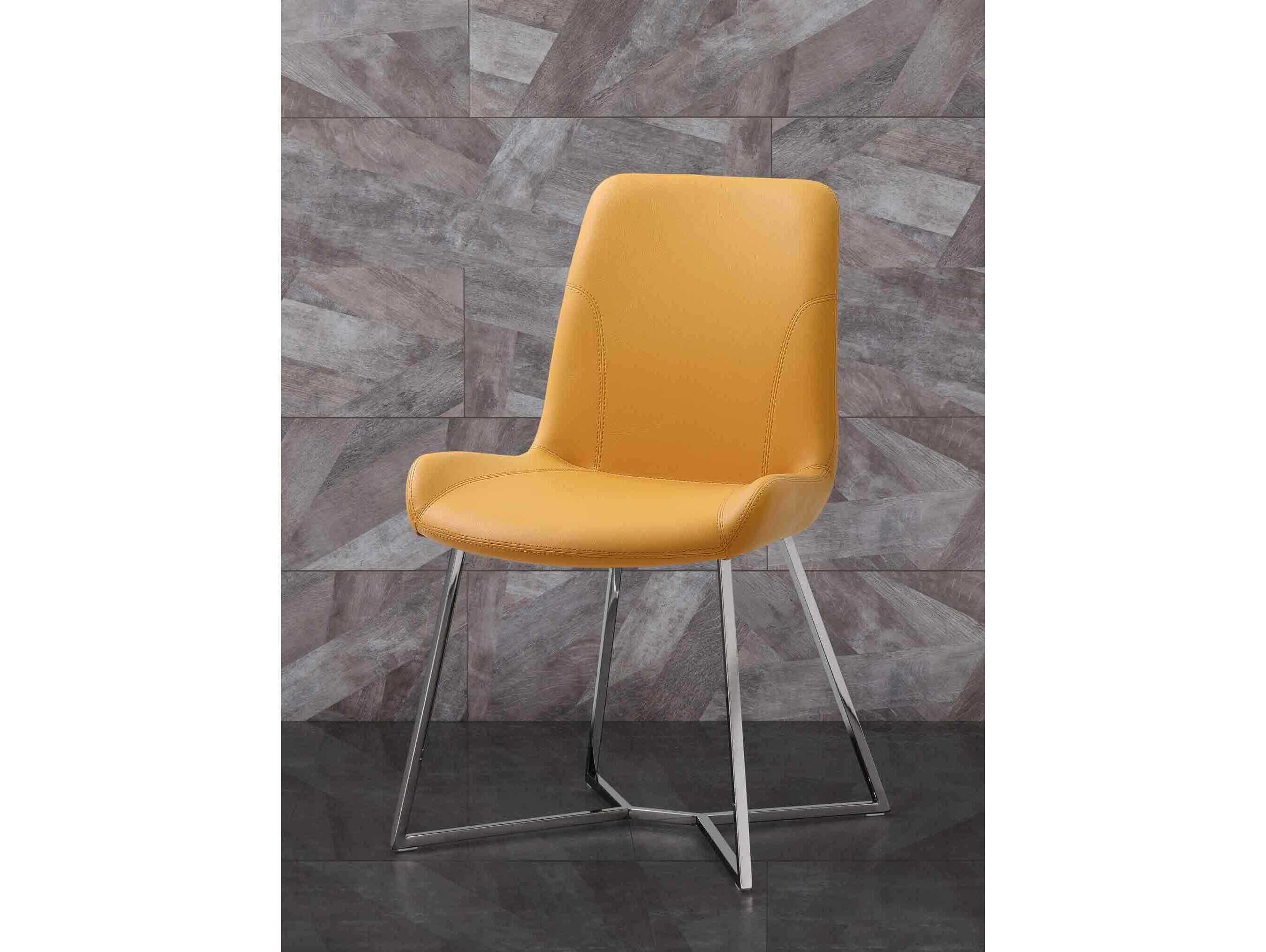 Whiteline Modern Living Aileen Yellow Faux Leather Armless Dining Chair Set of 2