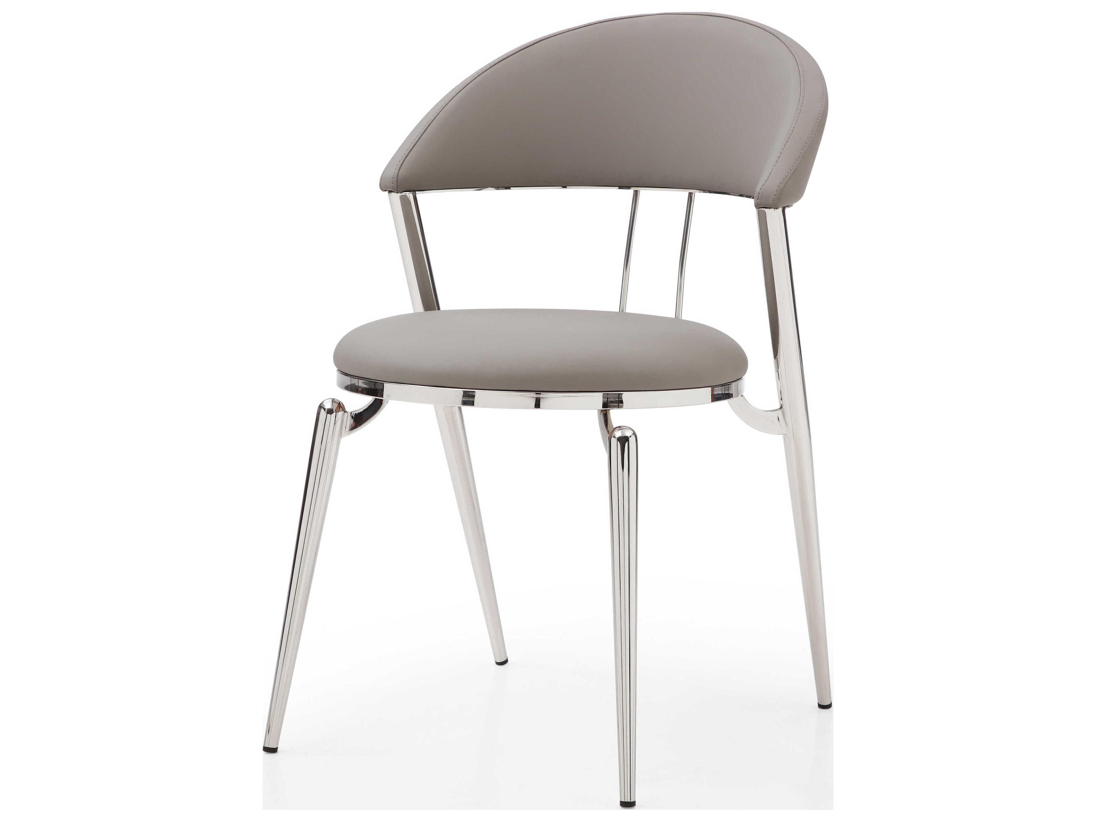 Whiteline Modern Living Geneva Silver Faux Leather Armless Dining Chair Set of 2