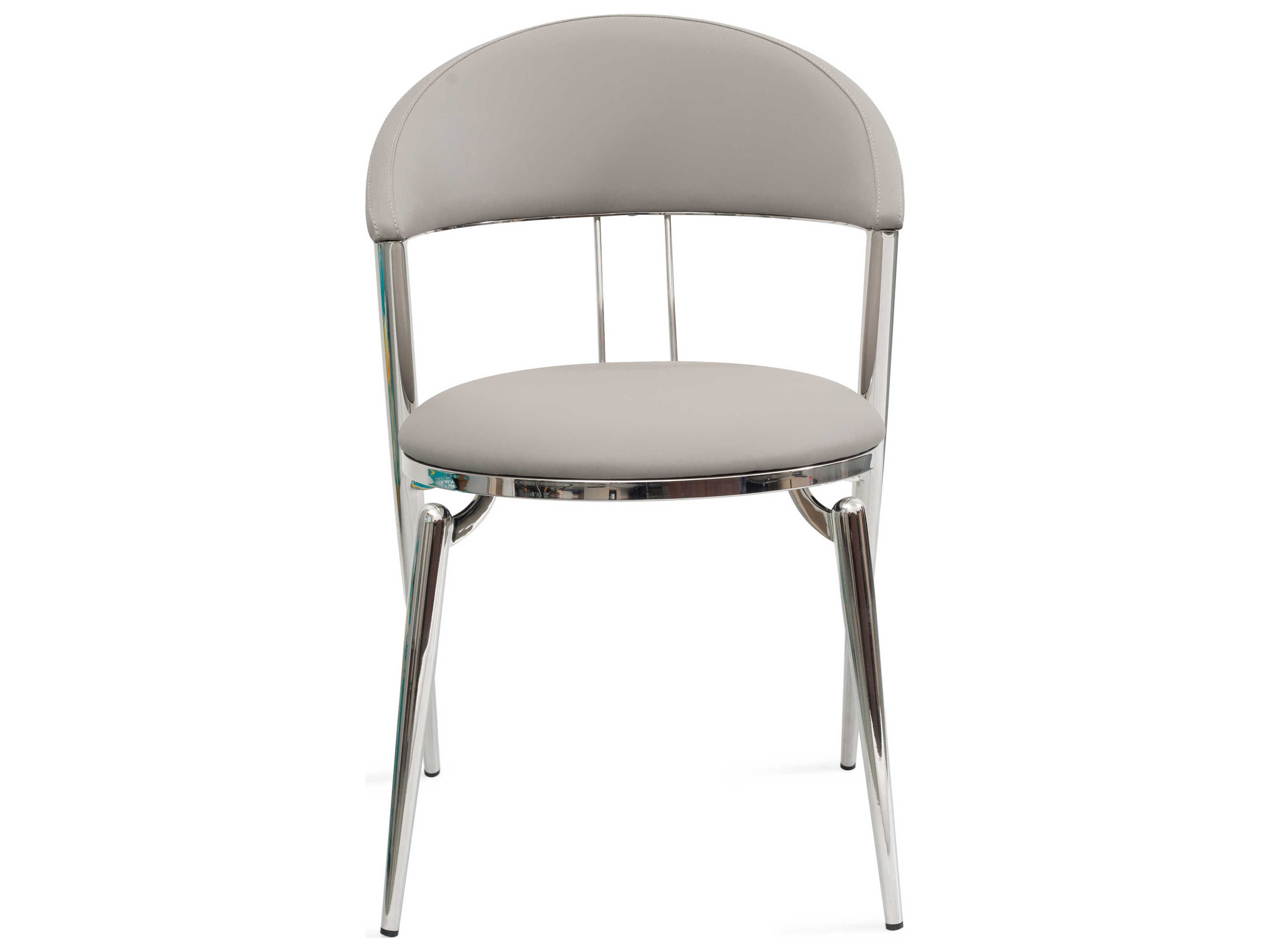 Whiteline Modern Living Geneva Silver Faux Leather Armless Dining Chair Set of 2