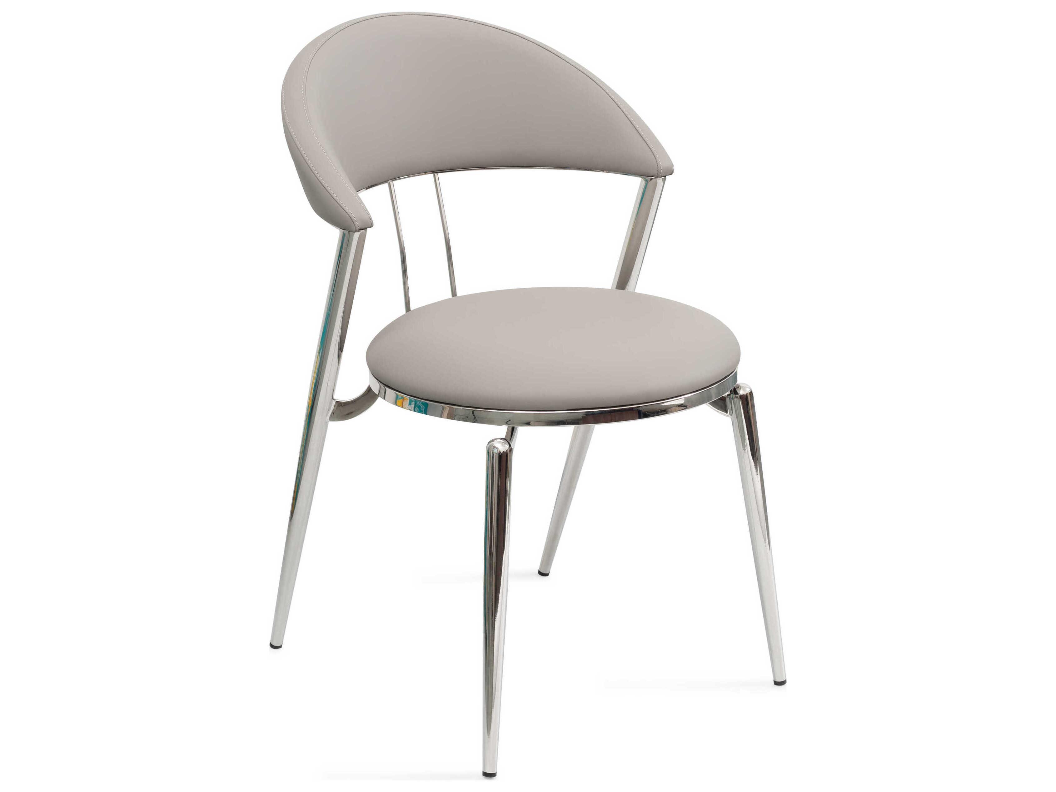 Whiteline Modern Living Geneva Silver Faux Leather Armless Dining Chair Set of 2