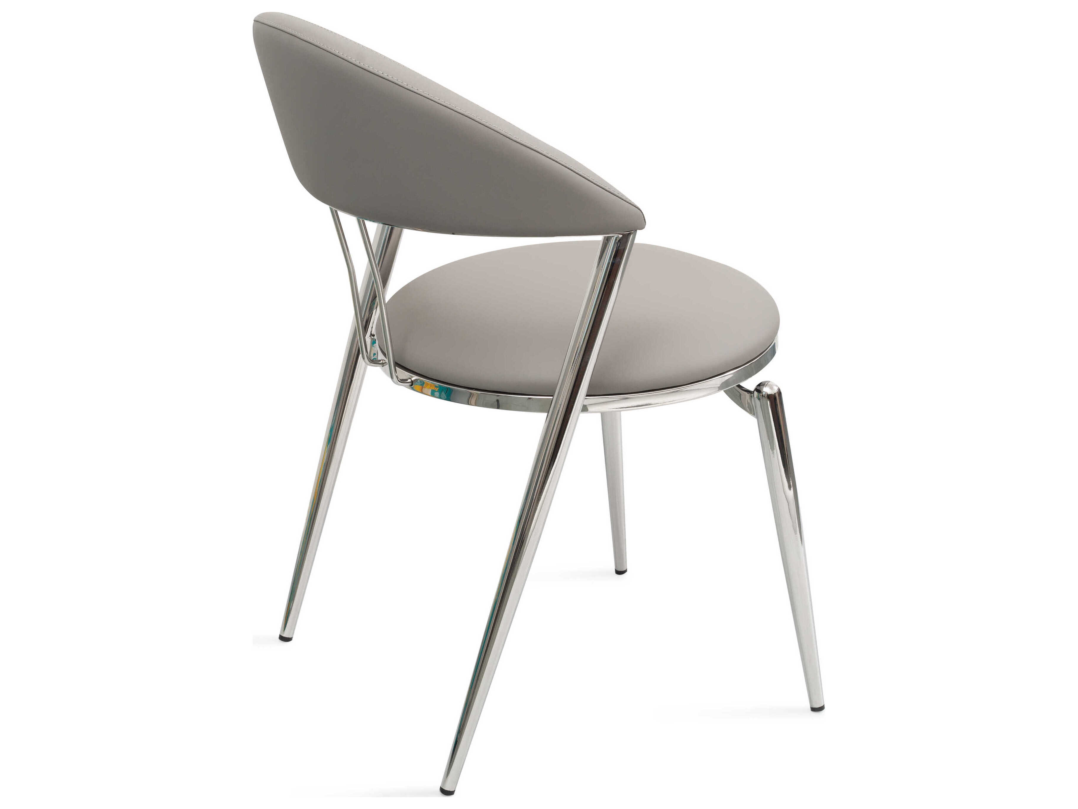 Whiteline Modern Living Geneva Silver Faux Leather Armless Dining Chair Set of 2