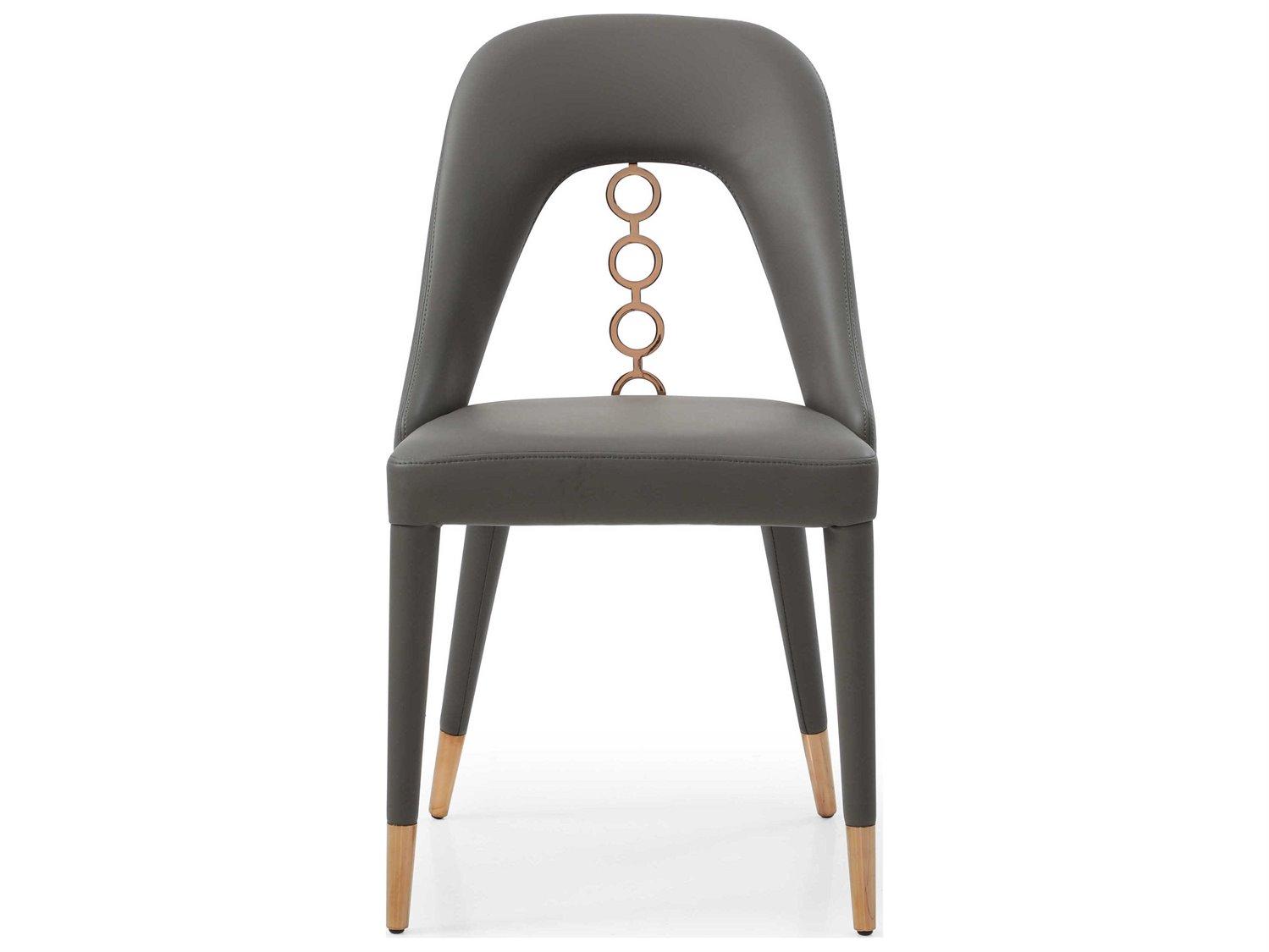 Whiteline Modern Living Liza Gray Faux Leather Armless Dining Chair Set of 2