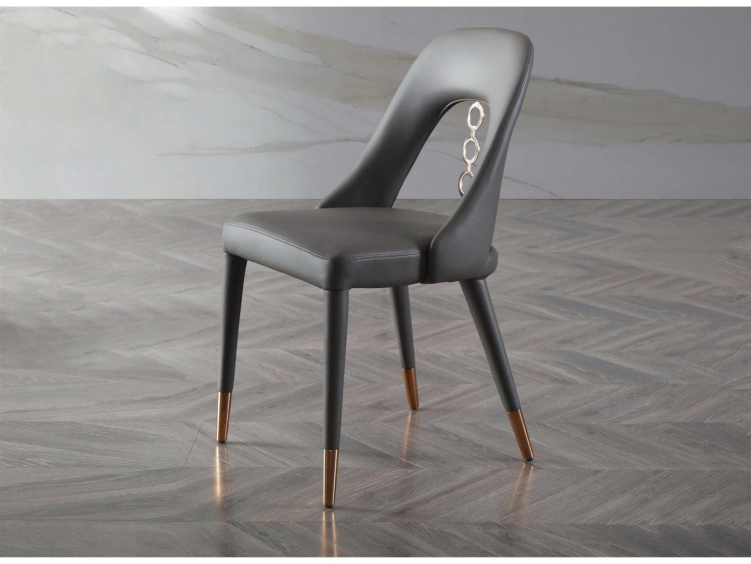 Whiteline Modern Living Liza Gray Faux Leather Armless Dining Chair Set of 2