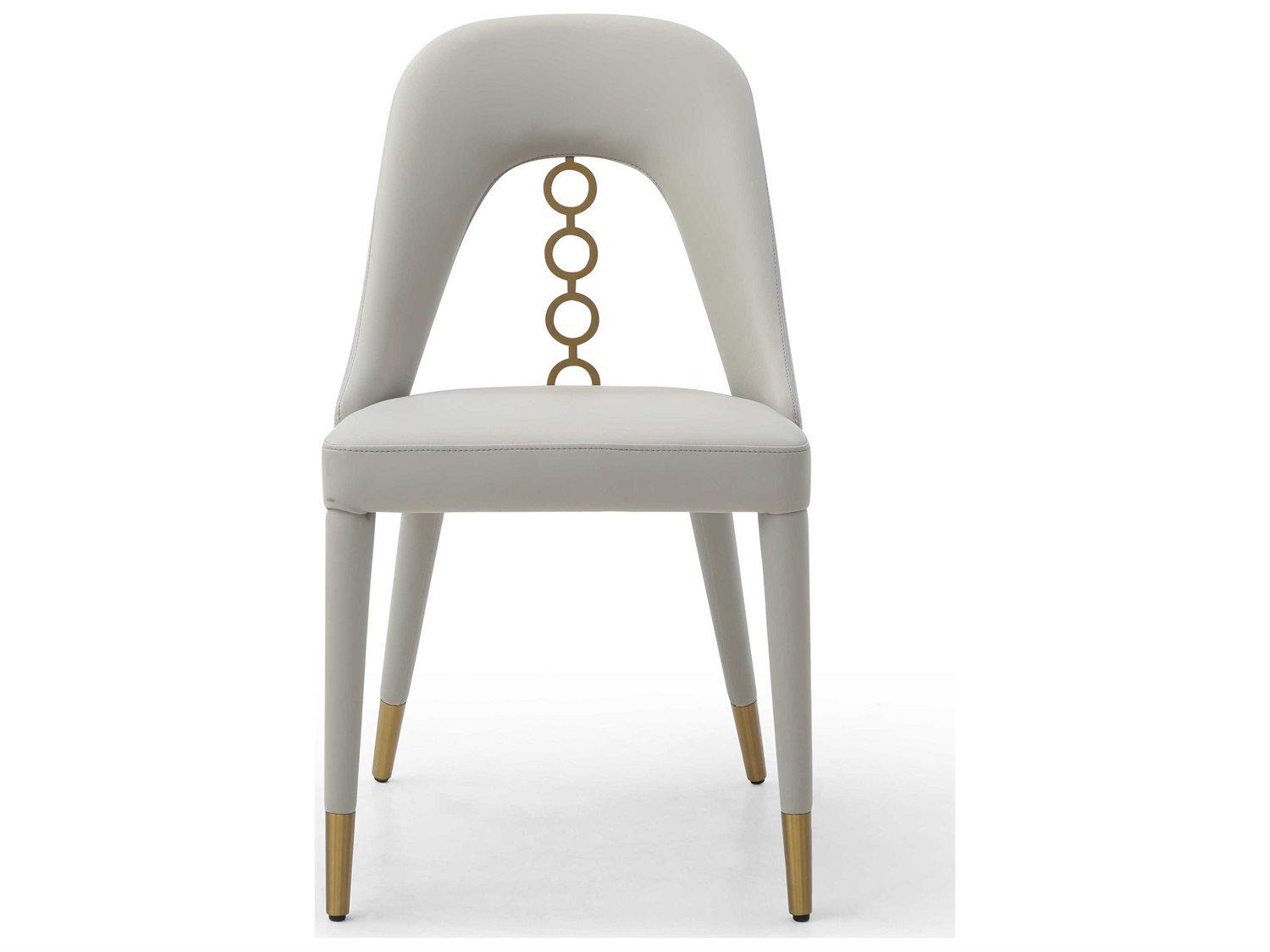 Whiteline Modern Living Liza Gray Faux Leather Armless Dining Chair Set of 2