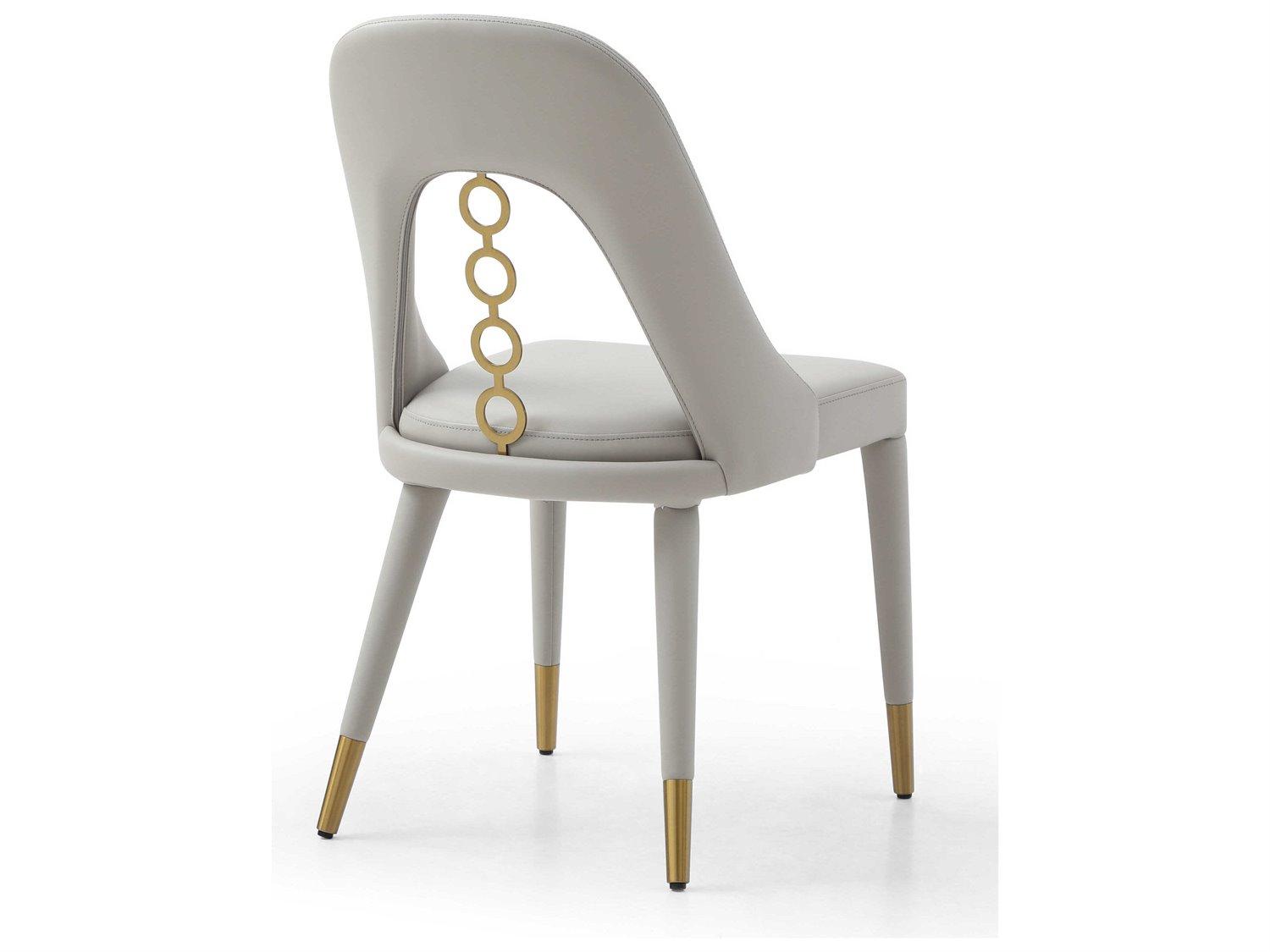 Whiteline Modern Living Liza Gray Faux Leather Armless Dining Chair Set of 2