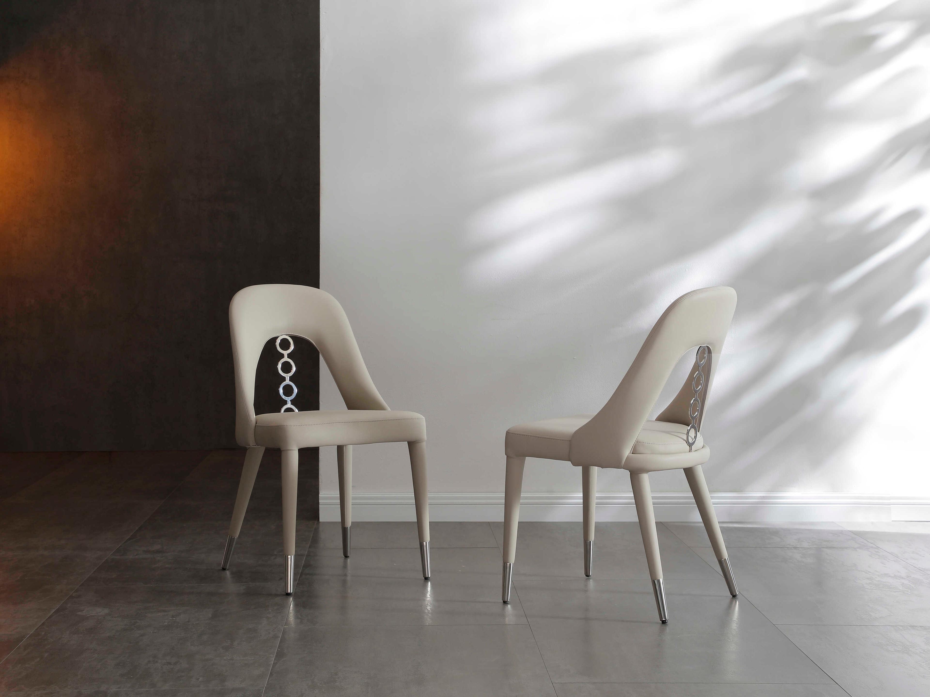 Whiteline Modern Living Liza Gray Faux Leather Armless Dining Chair Set of 2