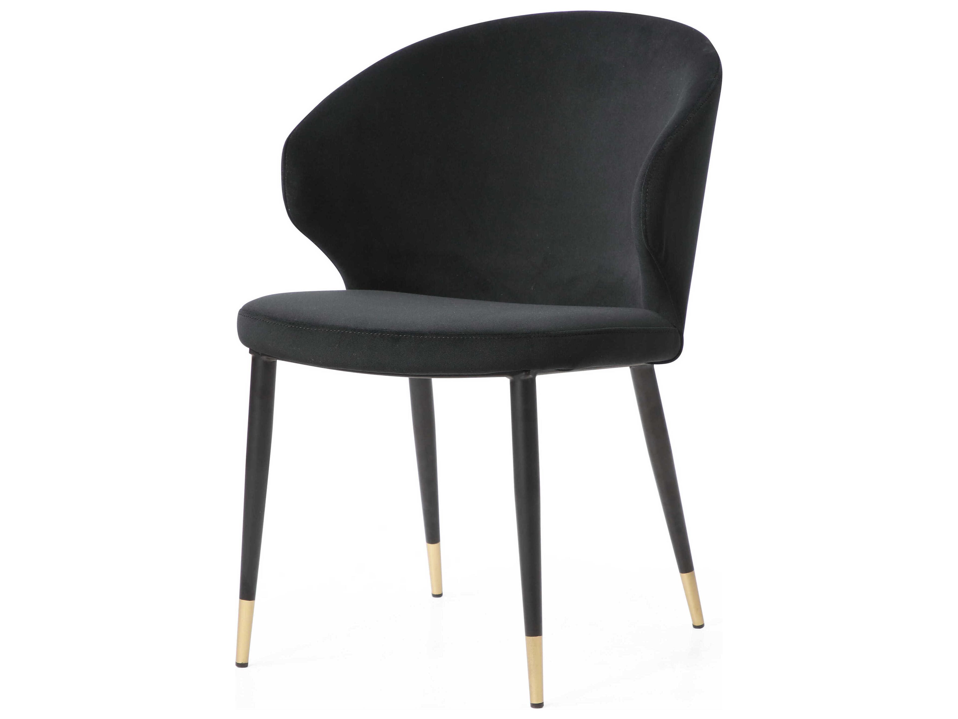 Whiteline Modern Living Gracie Black Velvet Upholstered Armless Dining Chair