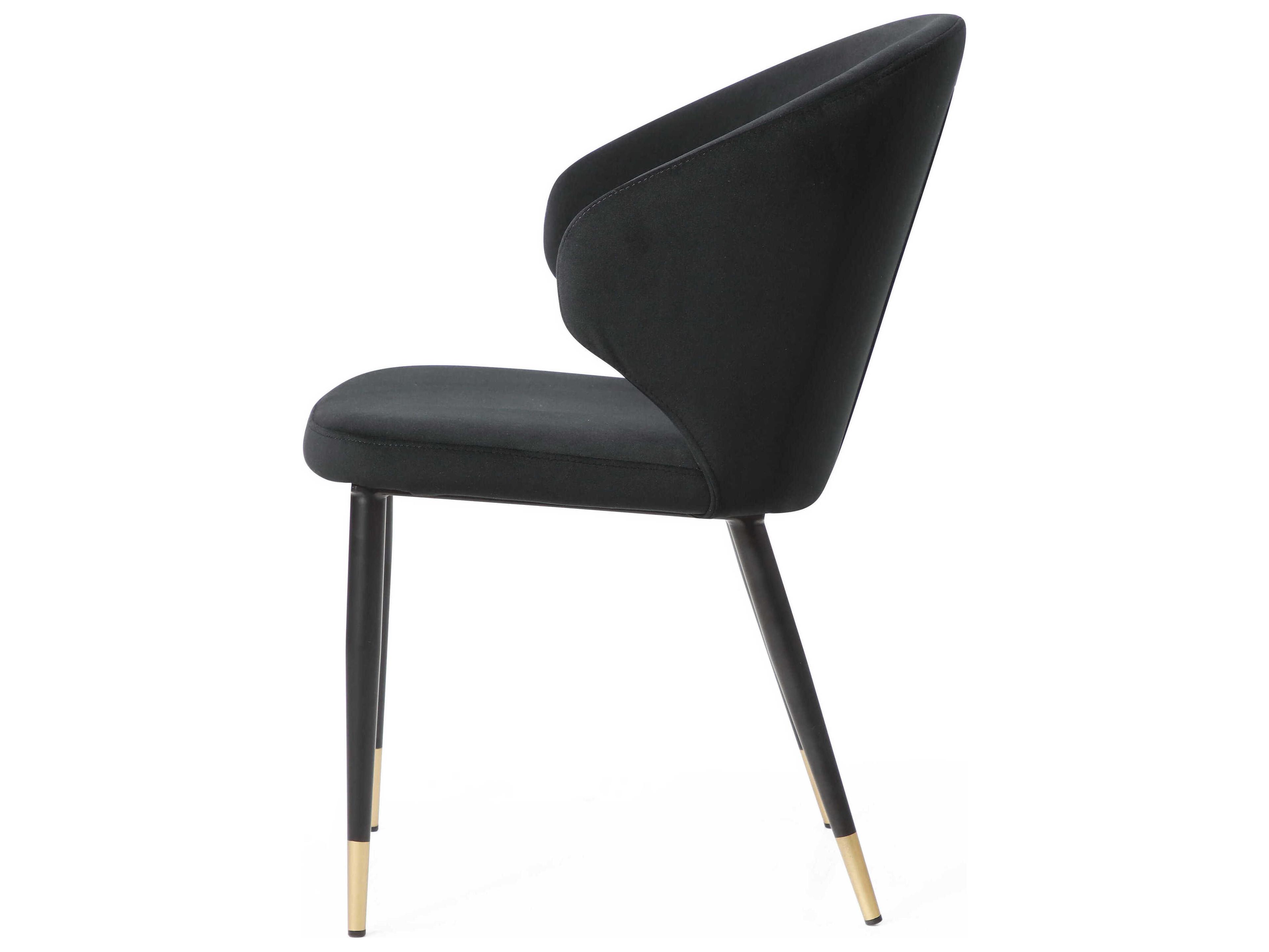 Whiteline Modern Living Gracie Black Velvet Upholstered Armless Dining Chair