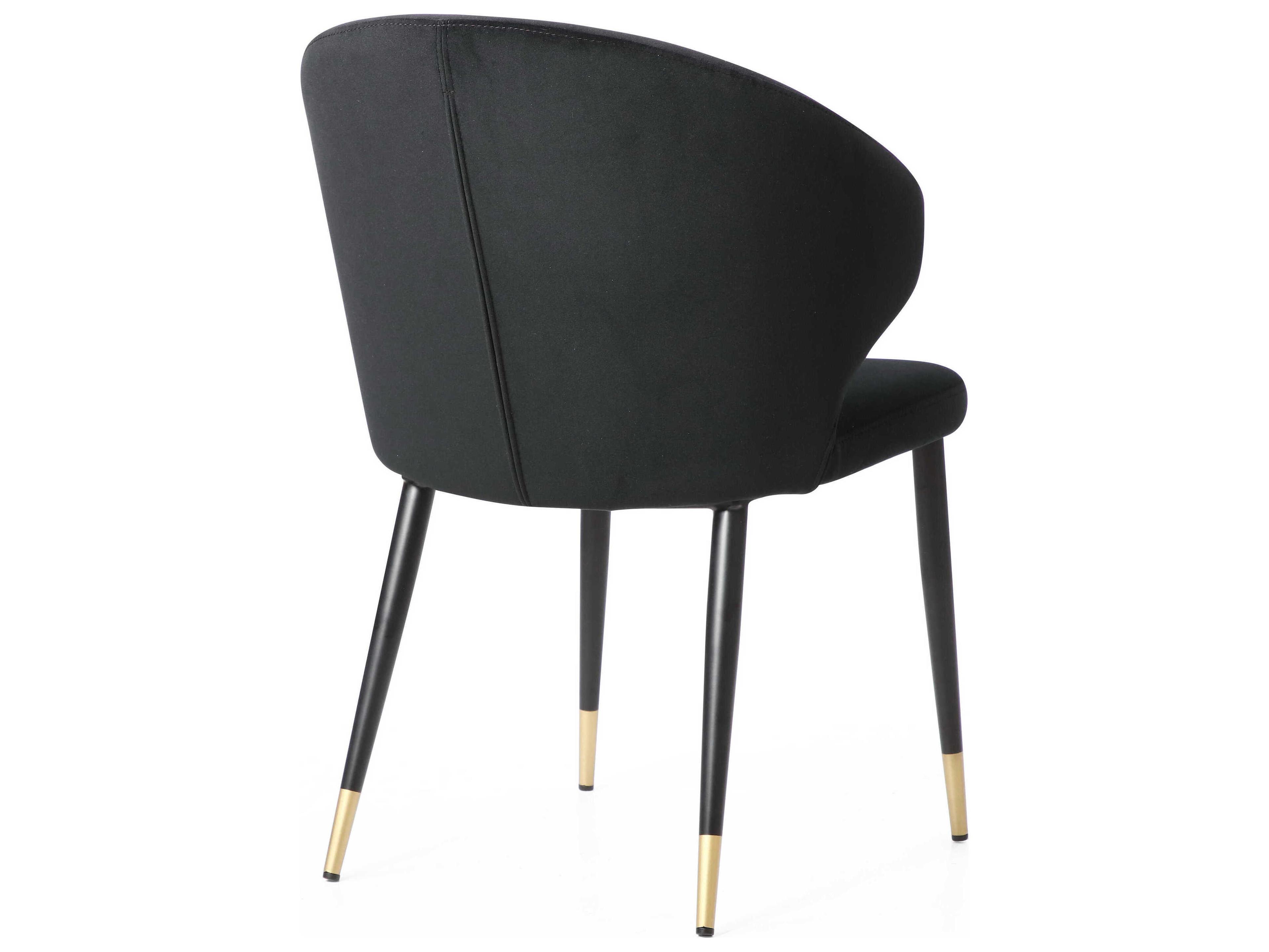 Whiteline Modern Living Gracie Black Velvet Upholstered Armless Dining Chair