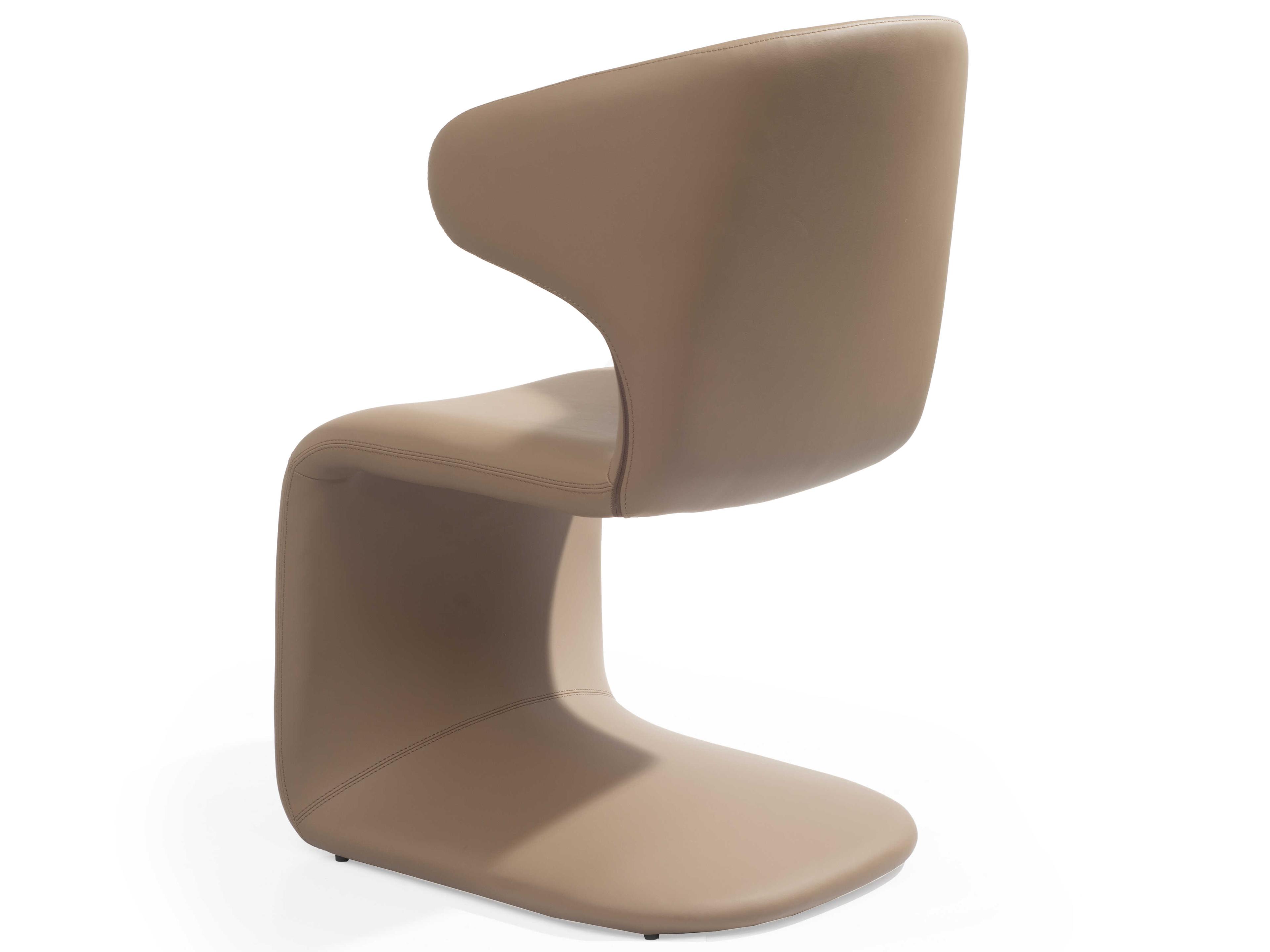 Whiteline Modern Living Elena Brown Faux Leather Arm Dining Chair