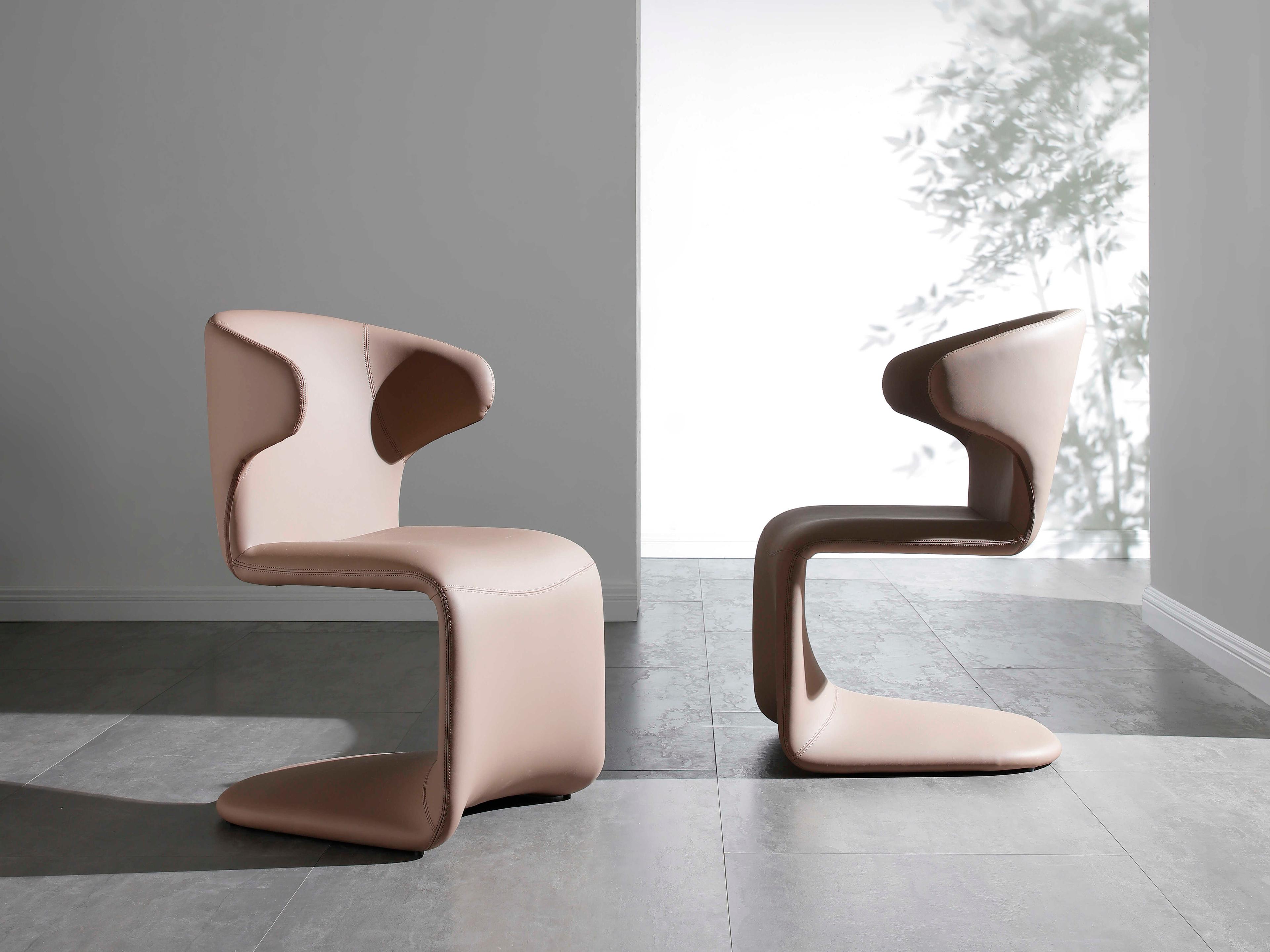 Whiteline Modern Living Elena Brown Faux Leather Arm Dining Chair