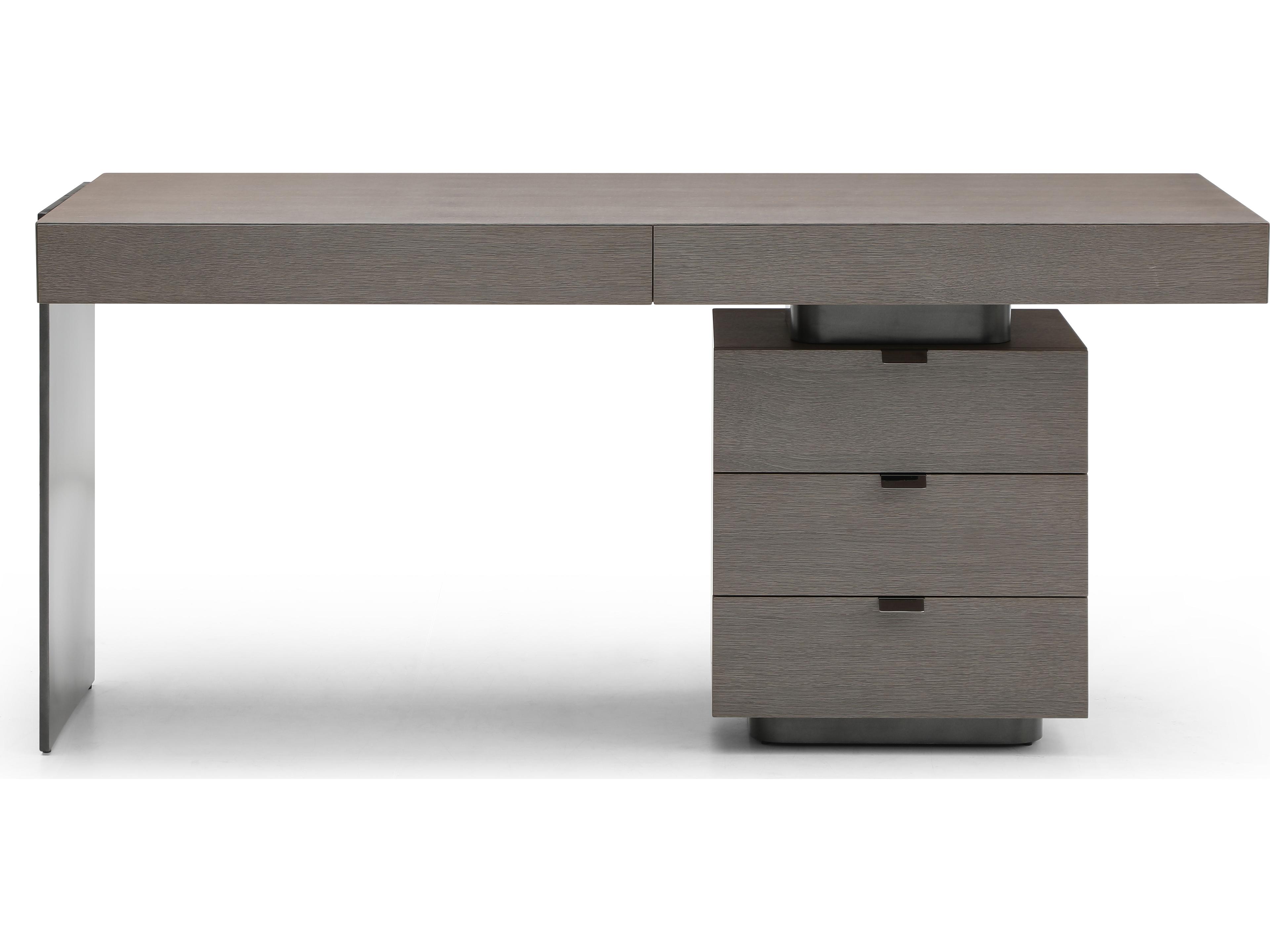 Whiteline Modern Living Alma Grey Oak Wood Writing Desk