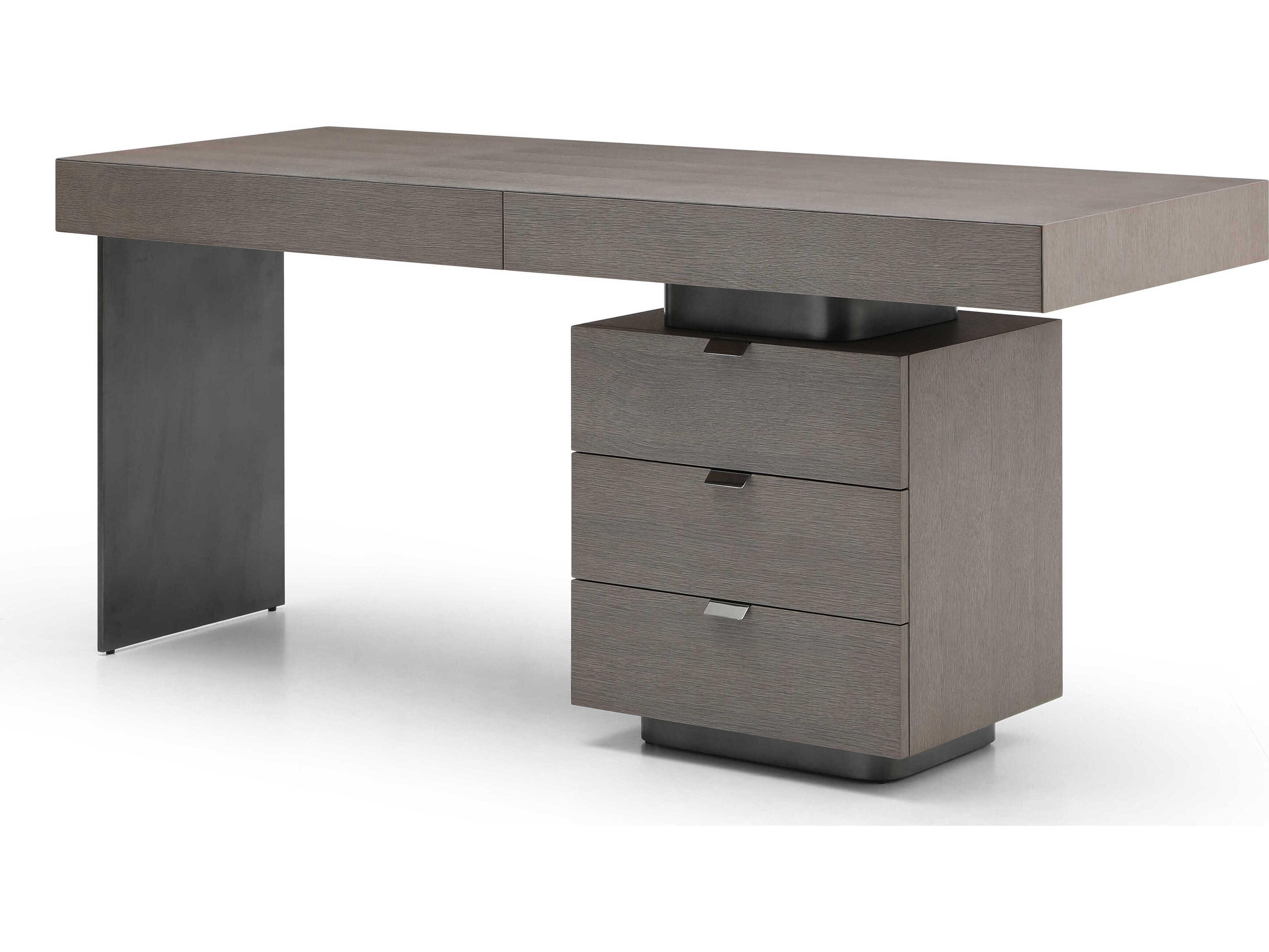 Whiteline Modern Living Alma Grey Oak Wood Writing Desk