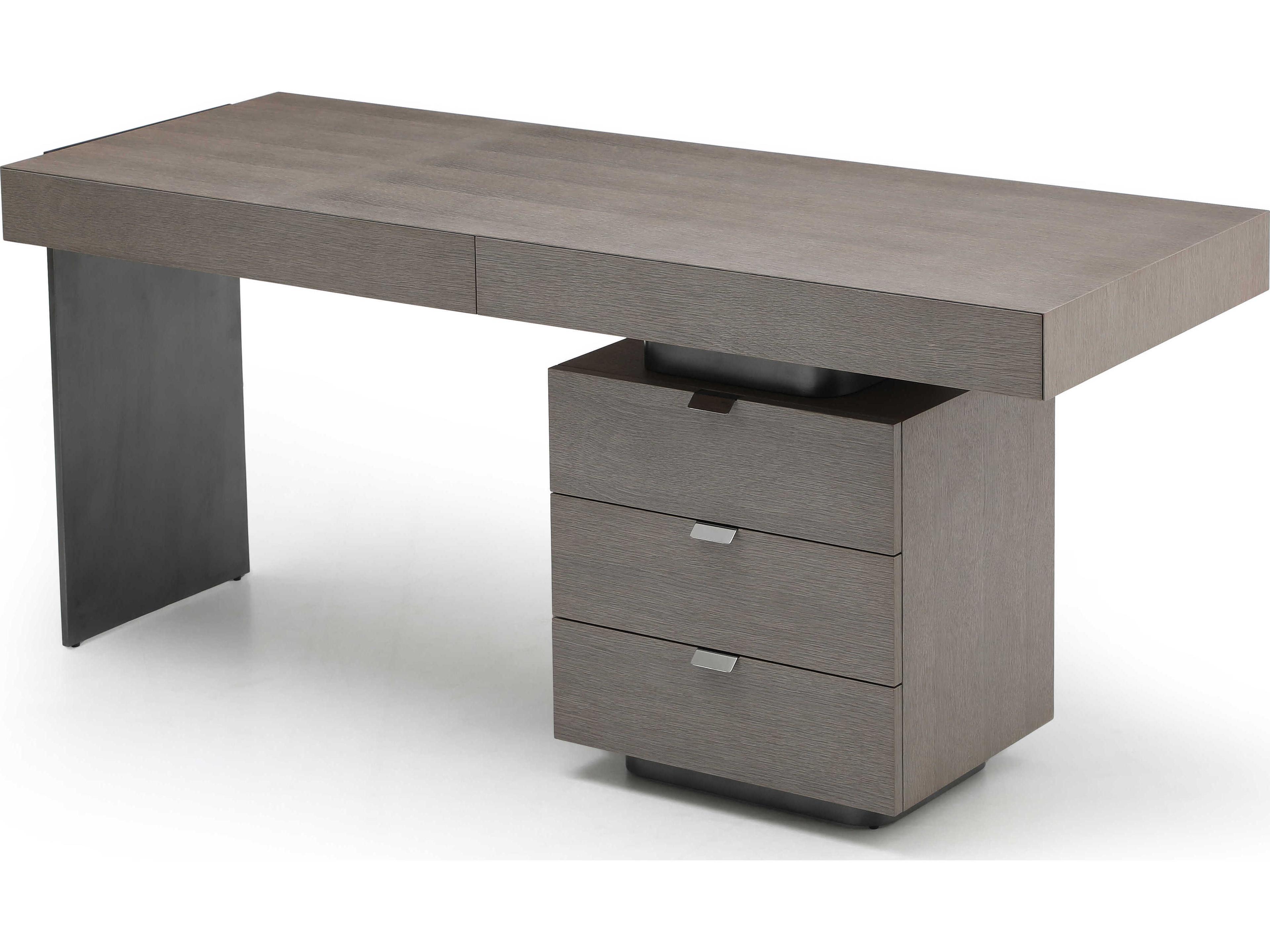Whiteline Modern Living Alma Grey Oak Wood Writing Desk