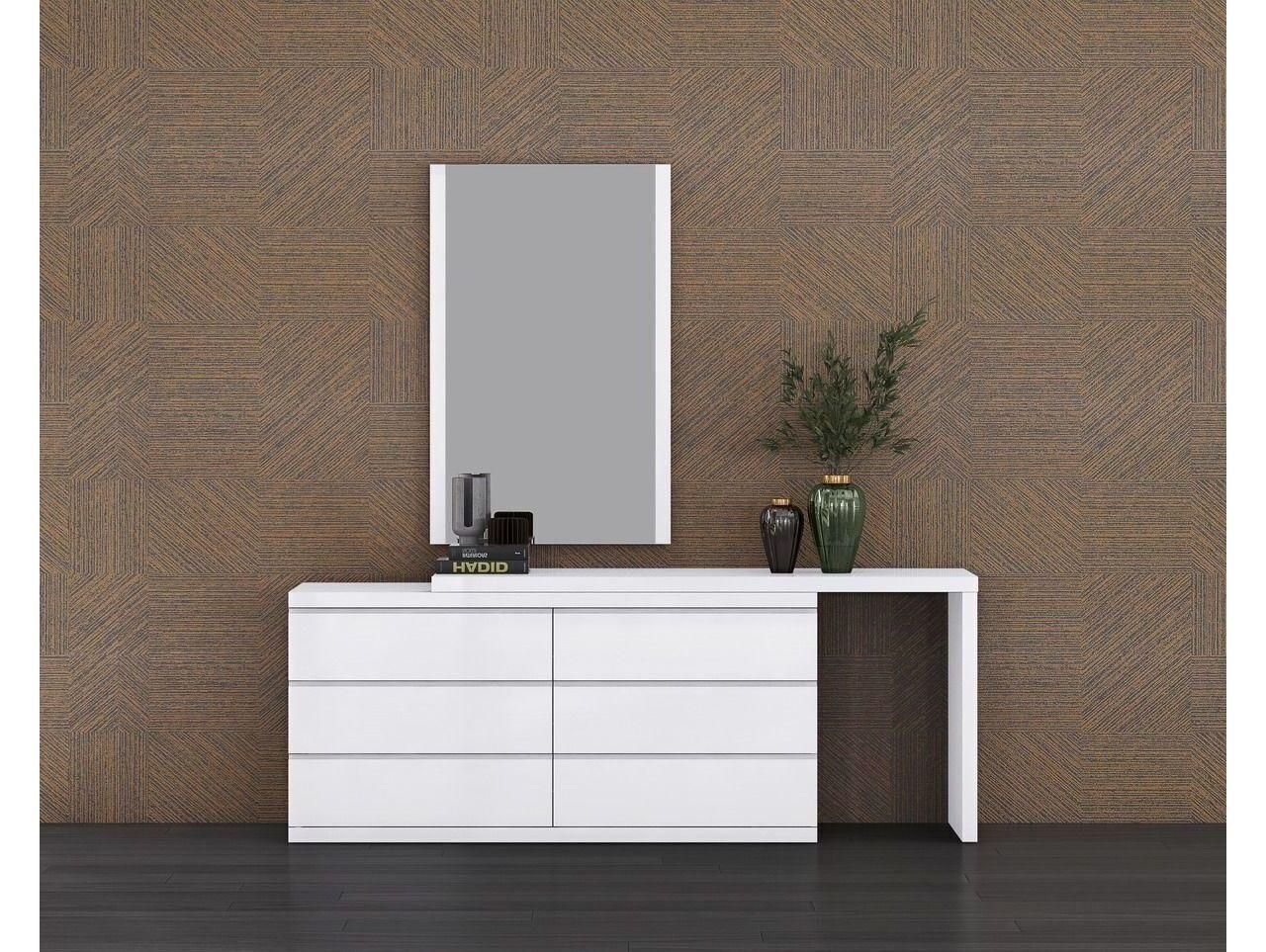 Whiteline Modern Living Anna 6-Drawers Oak Wood Double Dresser