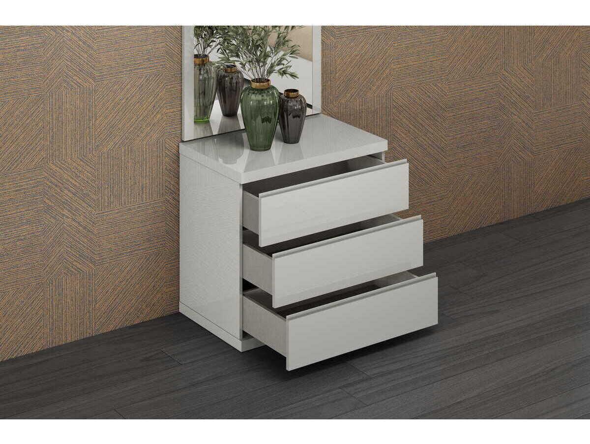 Whiteline Modern Living Anna 3-Drawers Gray Nightstand