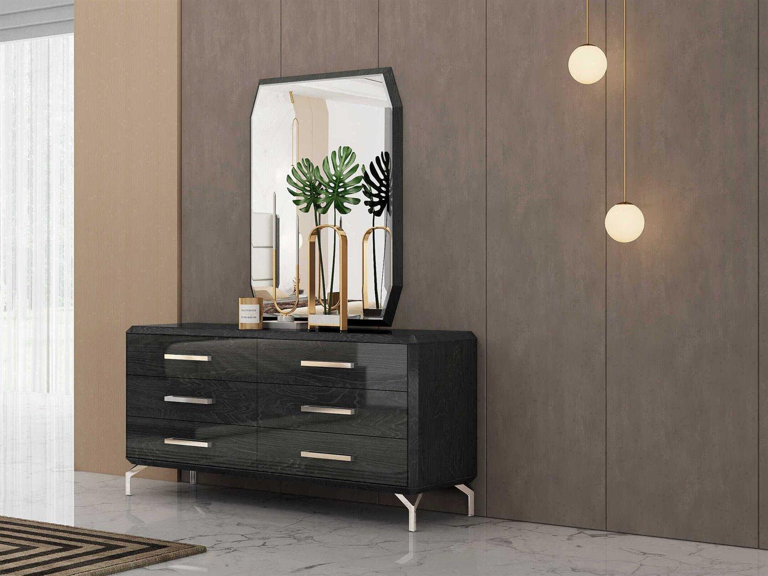 Whiteline Modern Living Los Angeles 6-Drawers Black Double Dresser