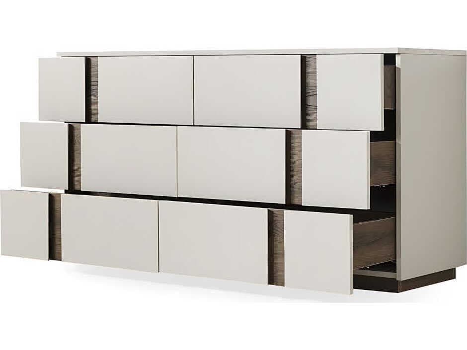 Whiteline Modern Living Romina 6-Drawers Gray Walnut Wood Double Dresser