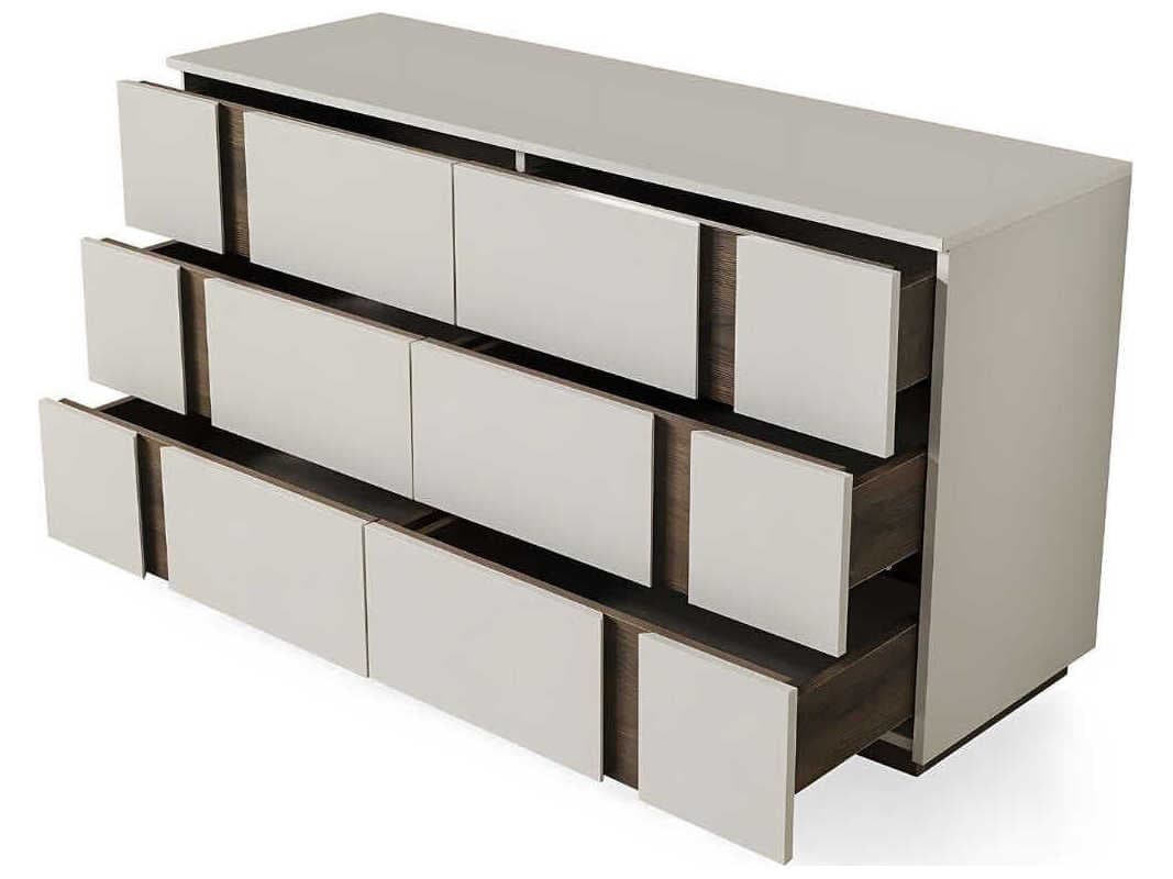 Whiteline Modern Living Romina 6-Drawers Gray Walnut Wood Double Dresser