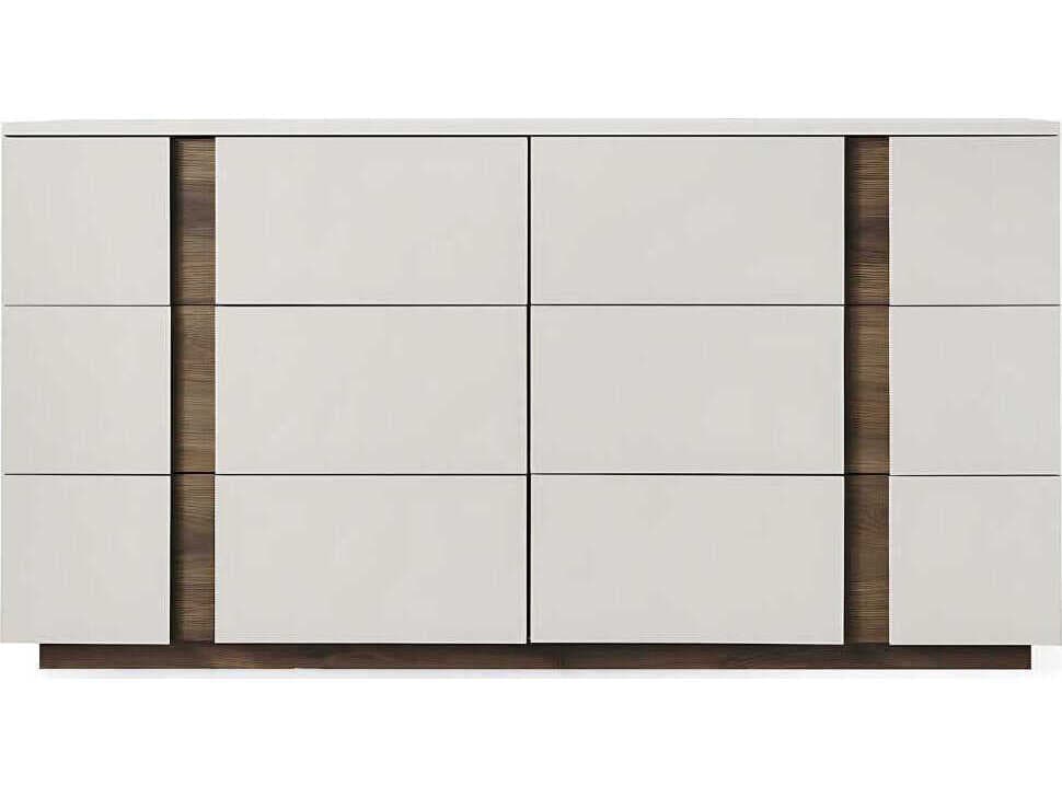 Whiteline Modern Living Romina 6-Drawers Gray Walnut Wood Double Dresser