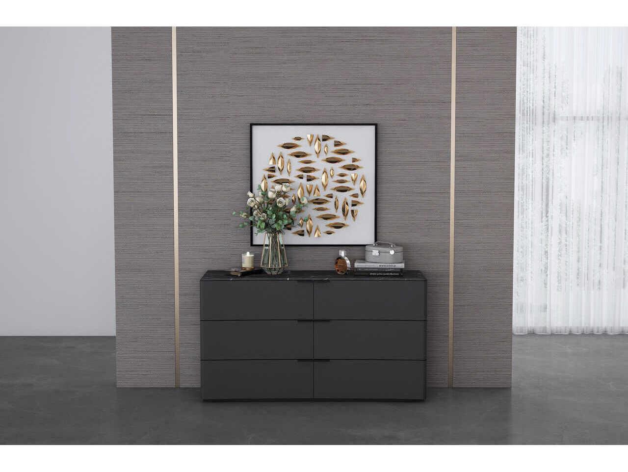 Whiteline Modern Living Massimo 6-Drawers Black Double Dresser