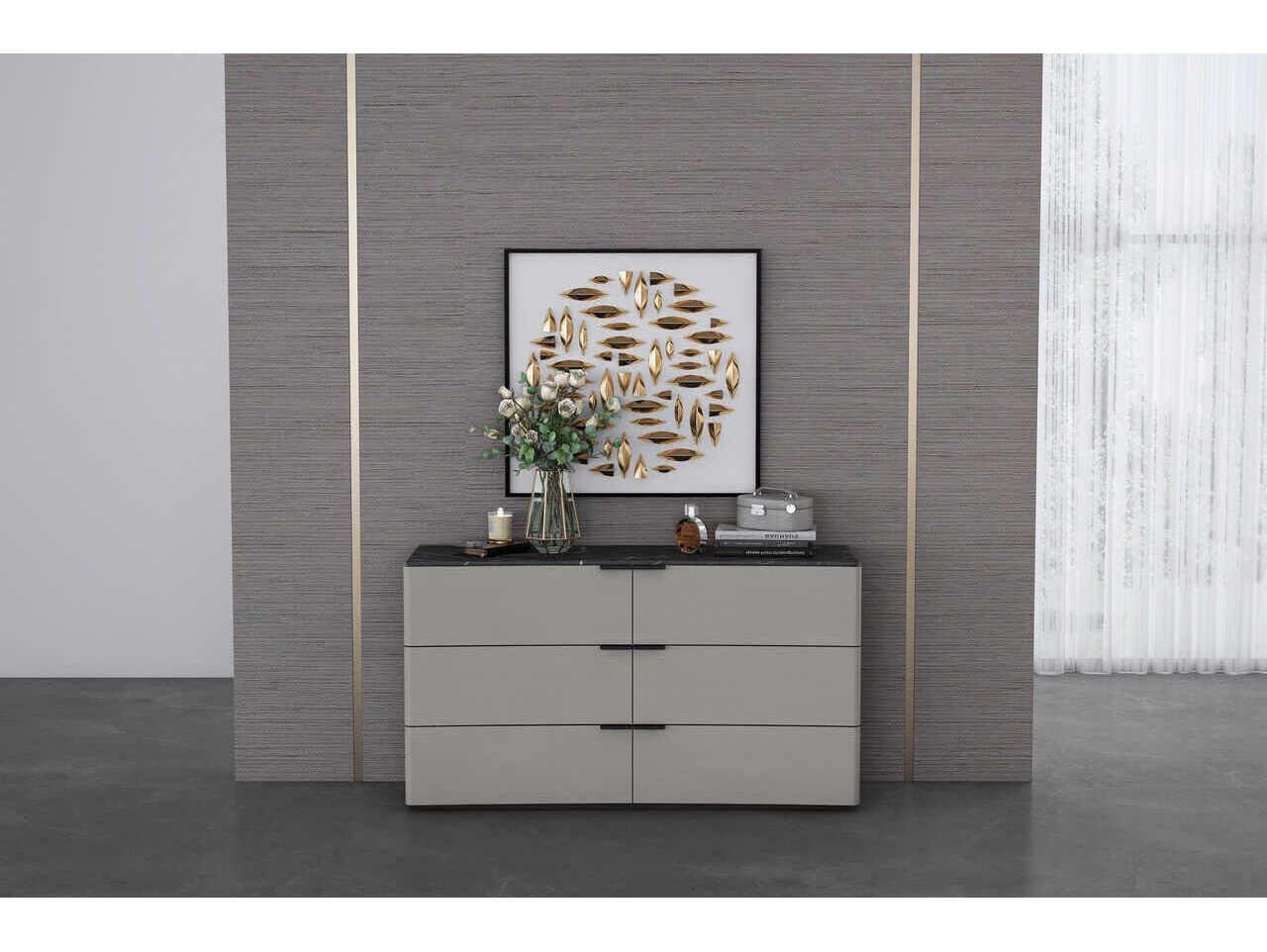 Whiteline Modern Living Massimo 6-Drawers Gray Double Dresser