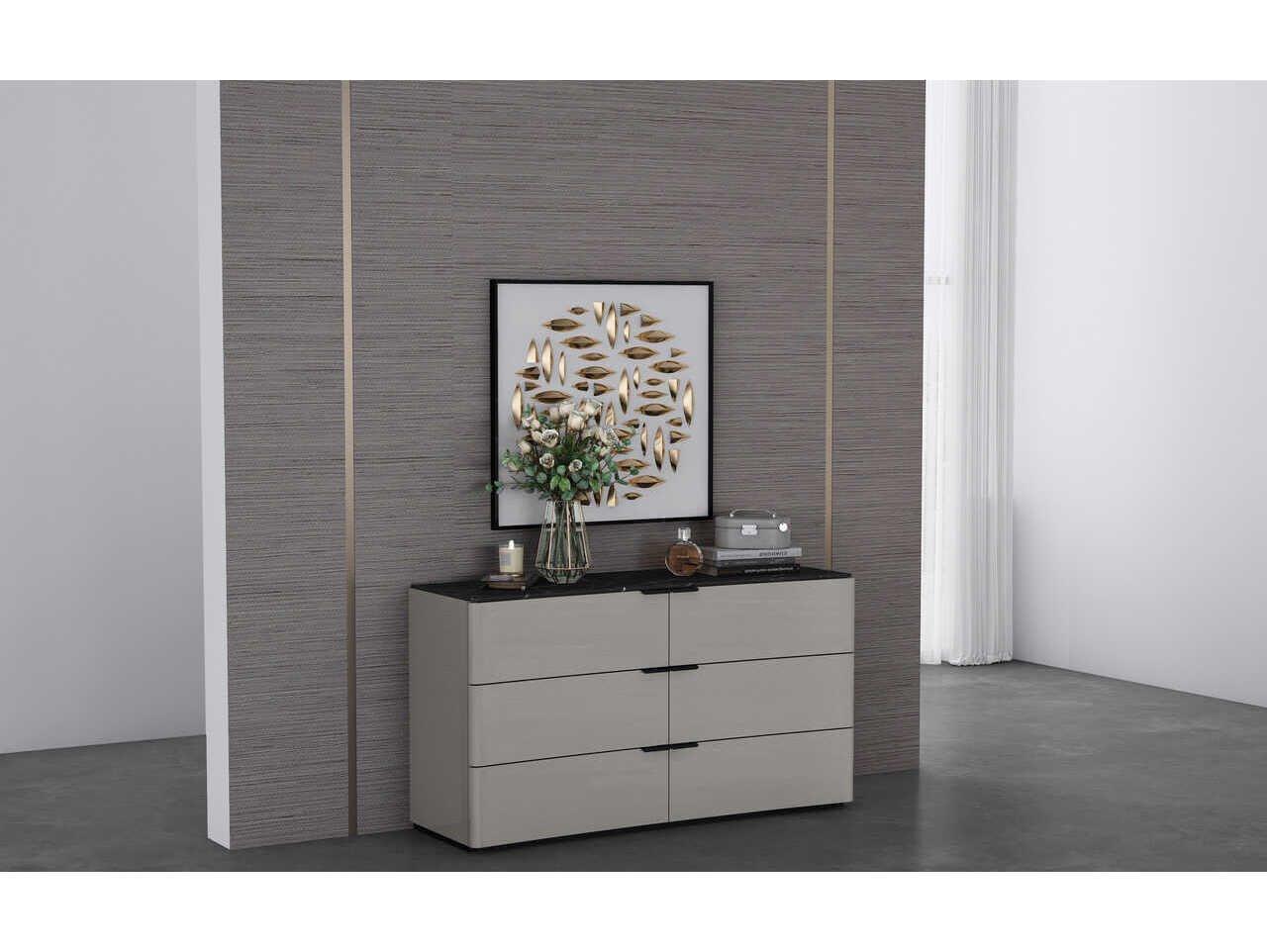 Whiteline Modern Living Massimo 6-Drawers Gray Double Dresser