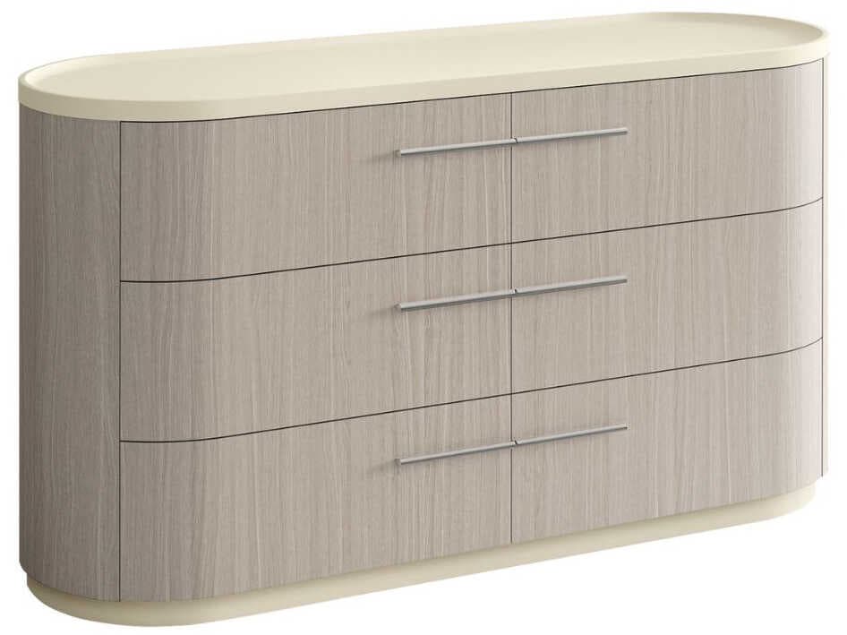 Whiteline Modern Living Celine 6-Drawers Oak Wood Double Dresser