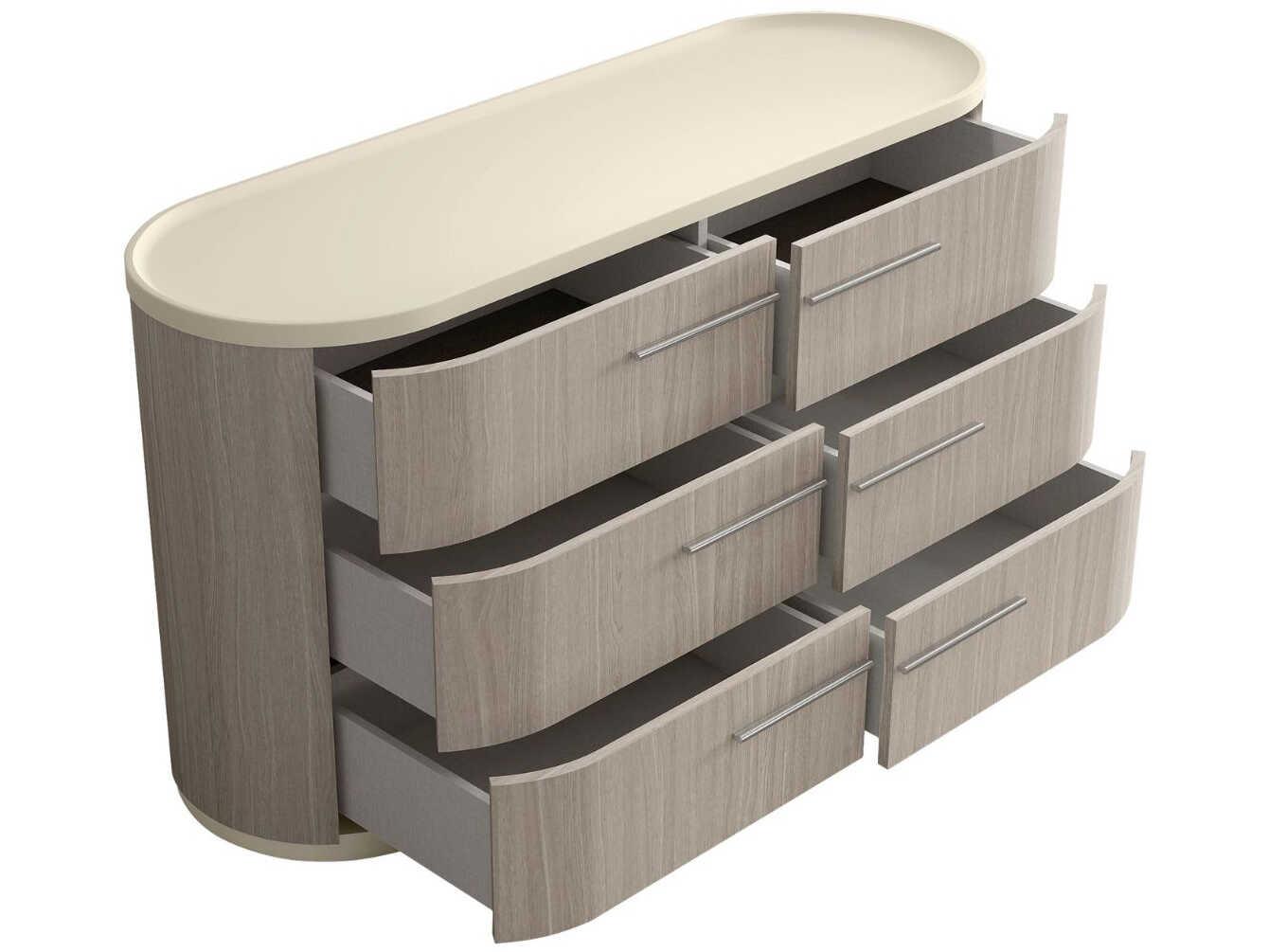 Whiteline Modern Living Celine 6-Drawers Oak Wood Double Dresser